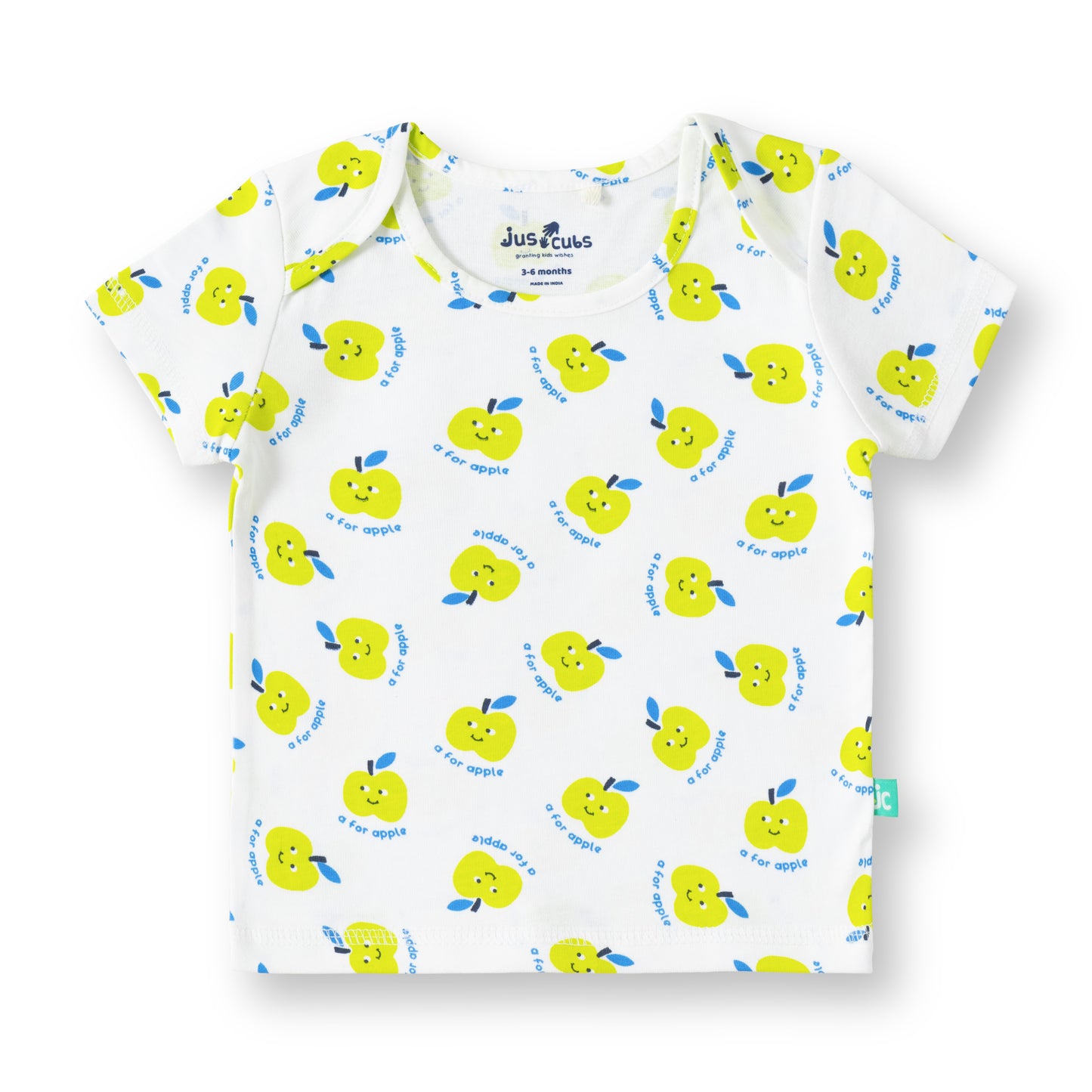 "Baby Boys 2-Pack Cotton T-Shirts – Green Sweet as Apple Print & White Yellow Apple Allover Print"