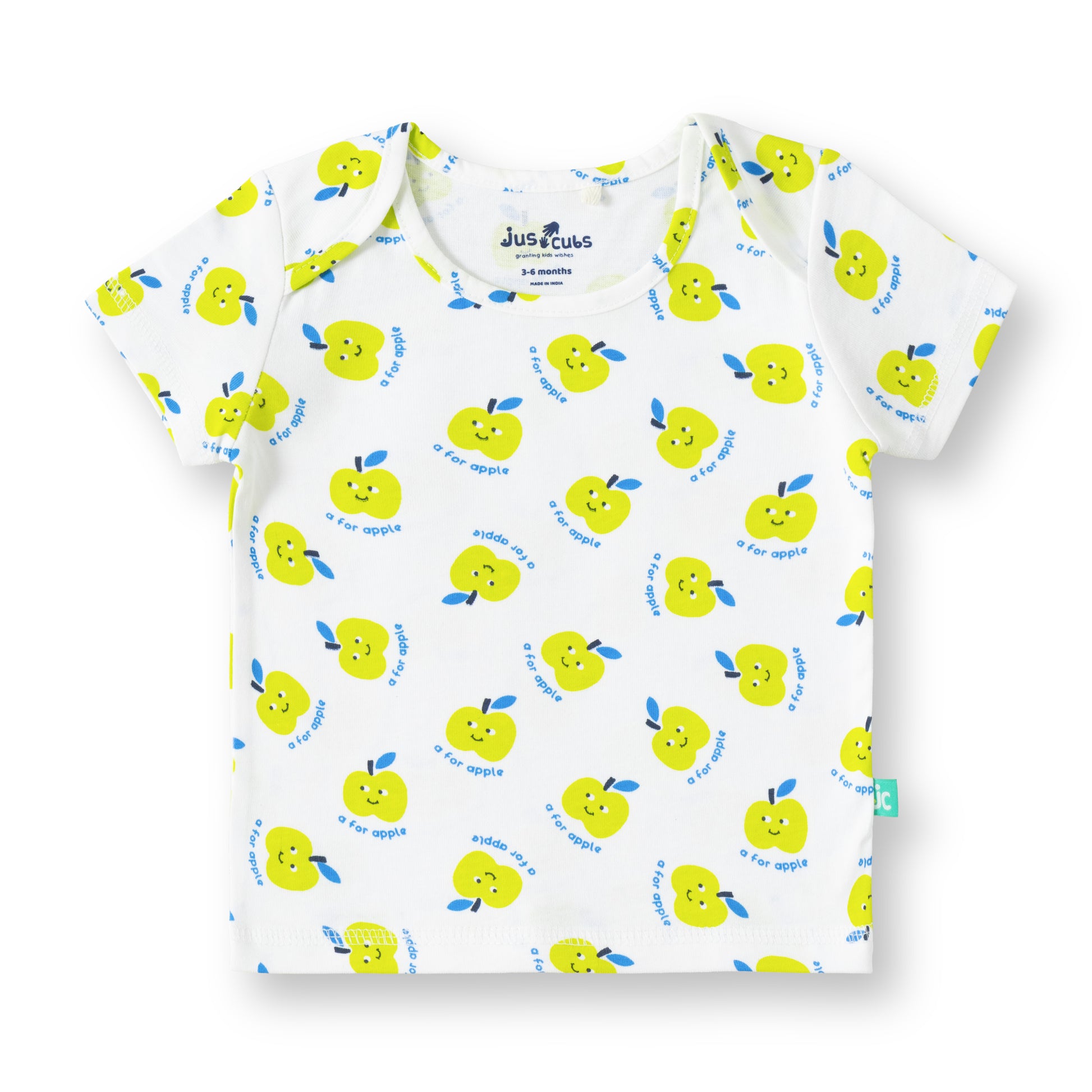 "Baby Boys 2-Pack Cotton T-Shirts – Green Sweet as Apple Print & White Yellow Apple Allover Print"