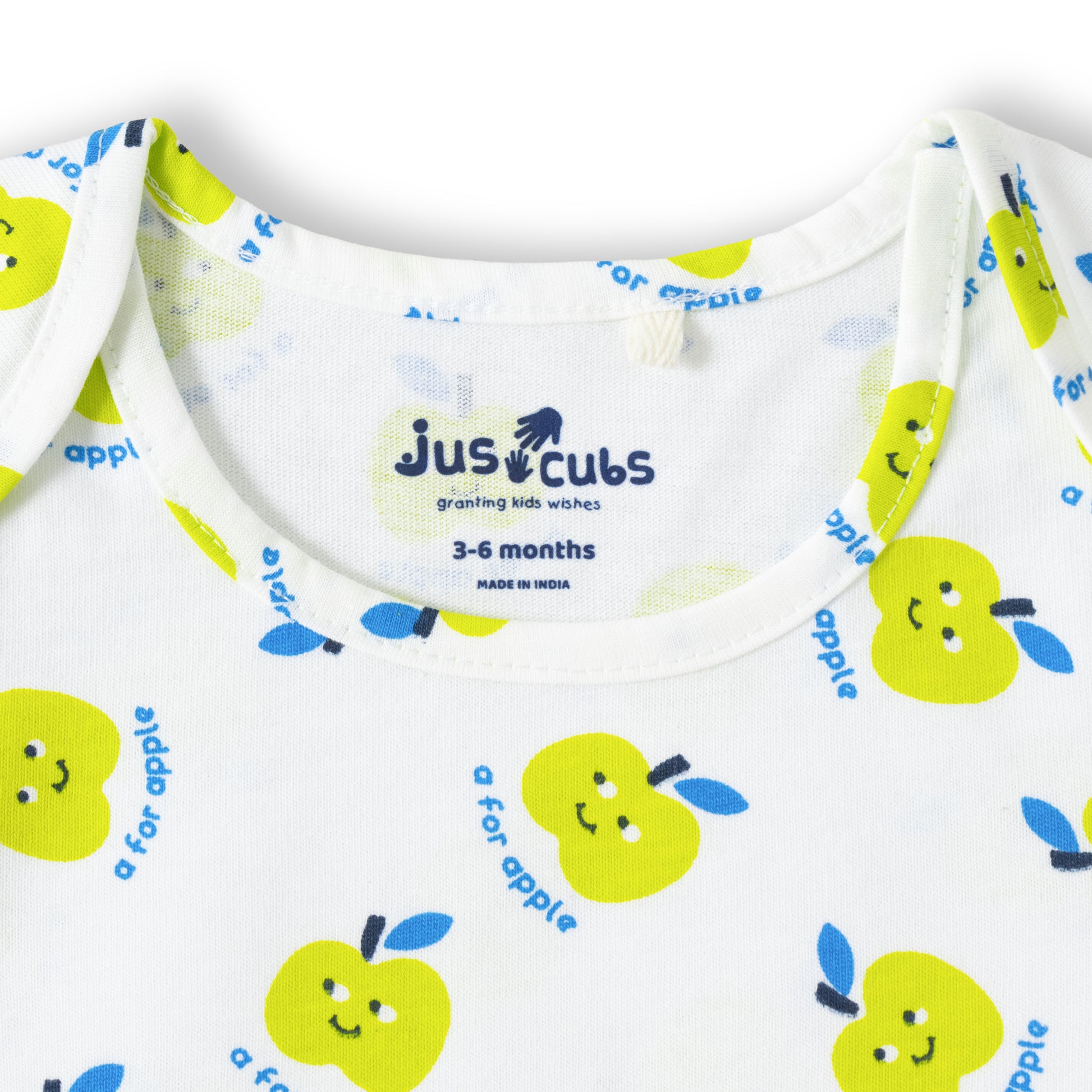 "Baby Boys 2-Pack Cotton T-Shirts – Green Sweet as Apple Print & White Yellow Apple Allover Print"