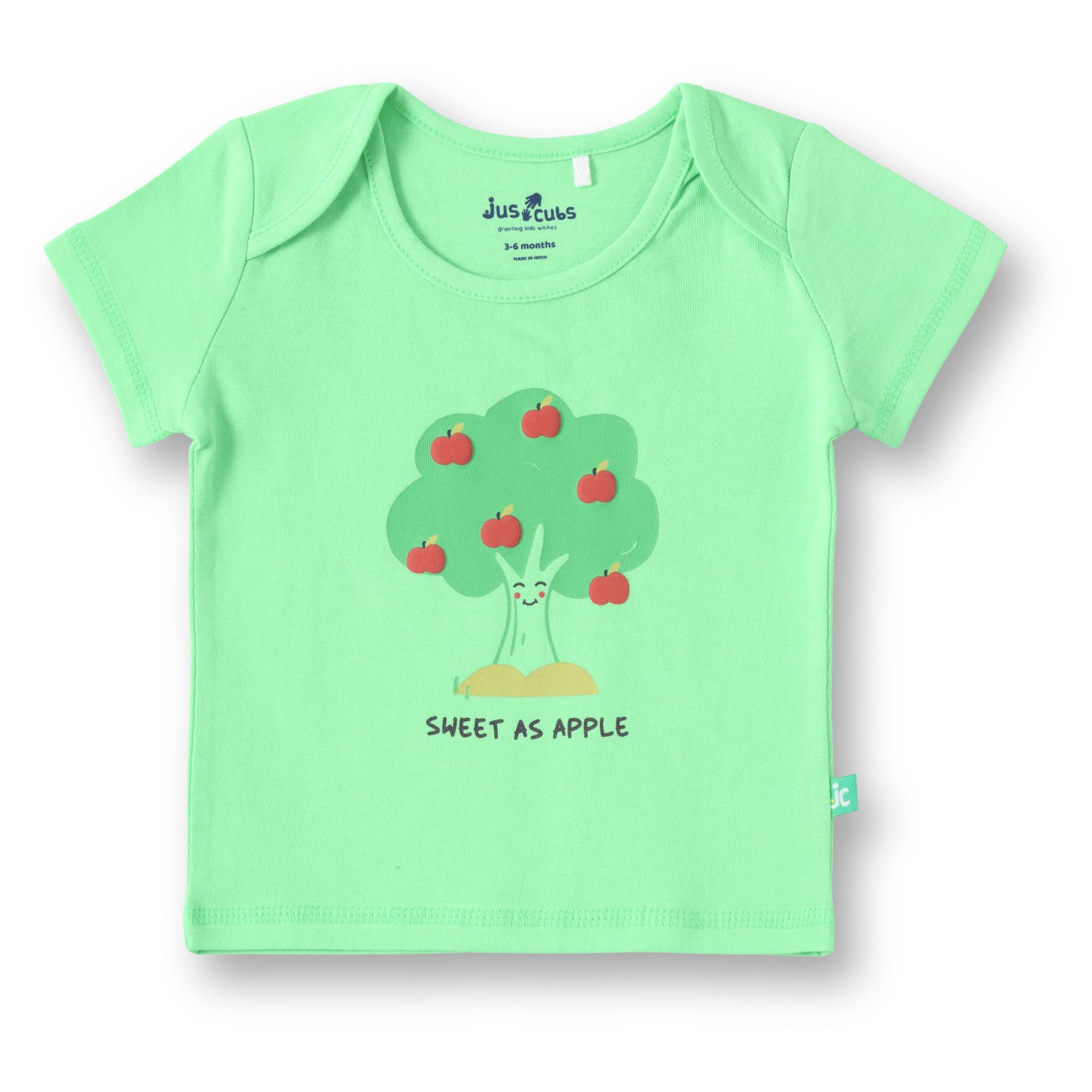 "Baby Boys 2-Pack Cotton T-Shirts – Green Sweet as Apple Print & White Yellow Apple Allover Print"