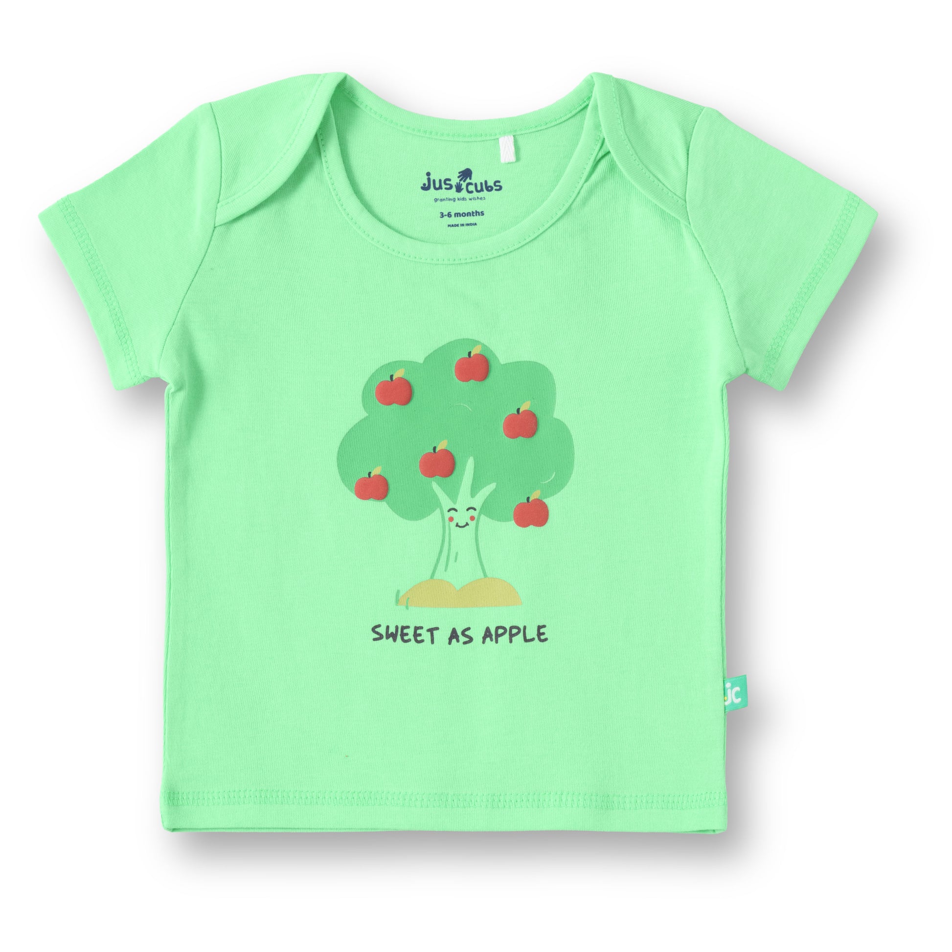 "Baby Boys 2-Pack Cotton T-Shirts – Green Sweet as Apple Print & White Yellow Apple Allover Print"