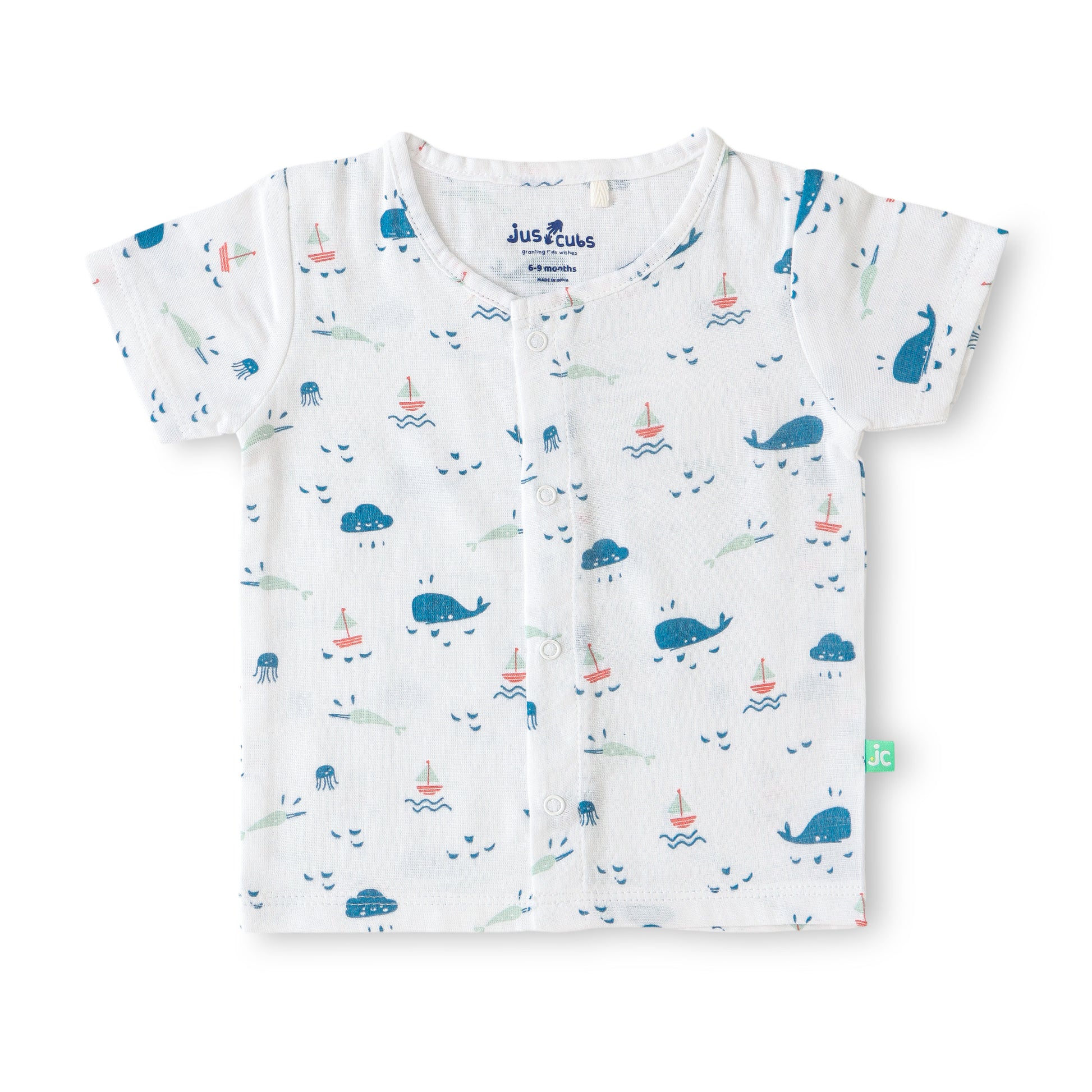 "Baby Boys White Sea Life Print Cotton T-Shirt & Shorts Set"