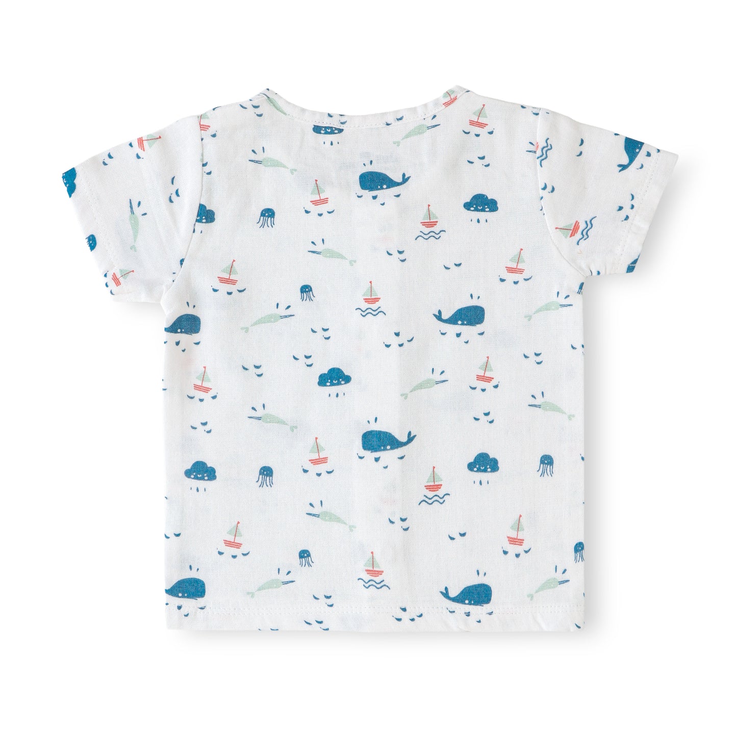 "Baby Boys White Sea Life Print Cotton T-Shirt & Shorts Set"