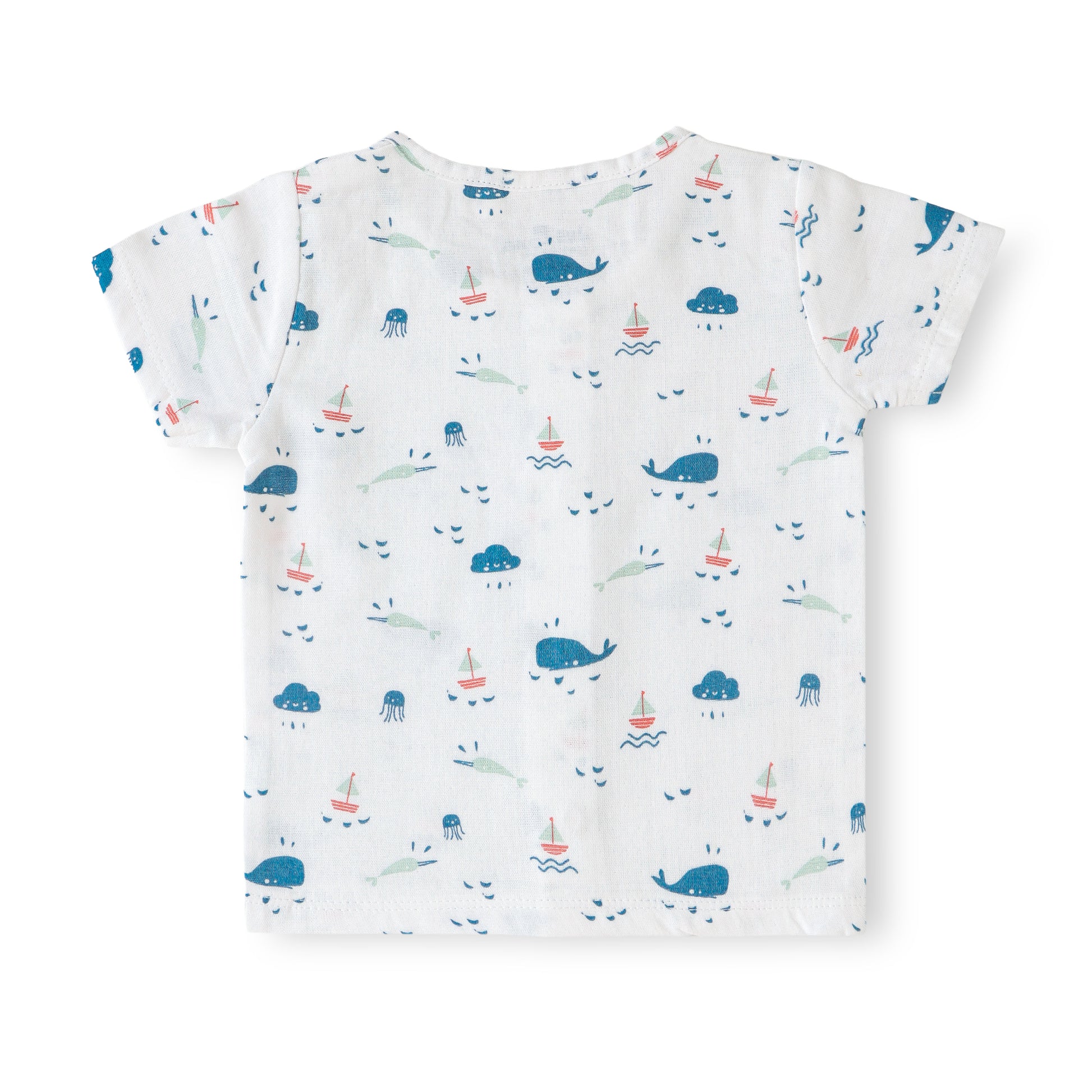 "Baby Boys White Sea Life Print Cotton T-Shirt & Shorts Set"