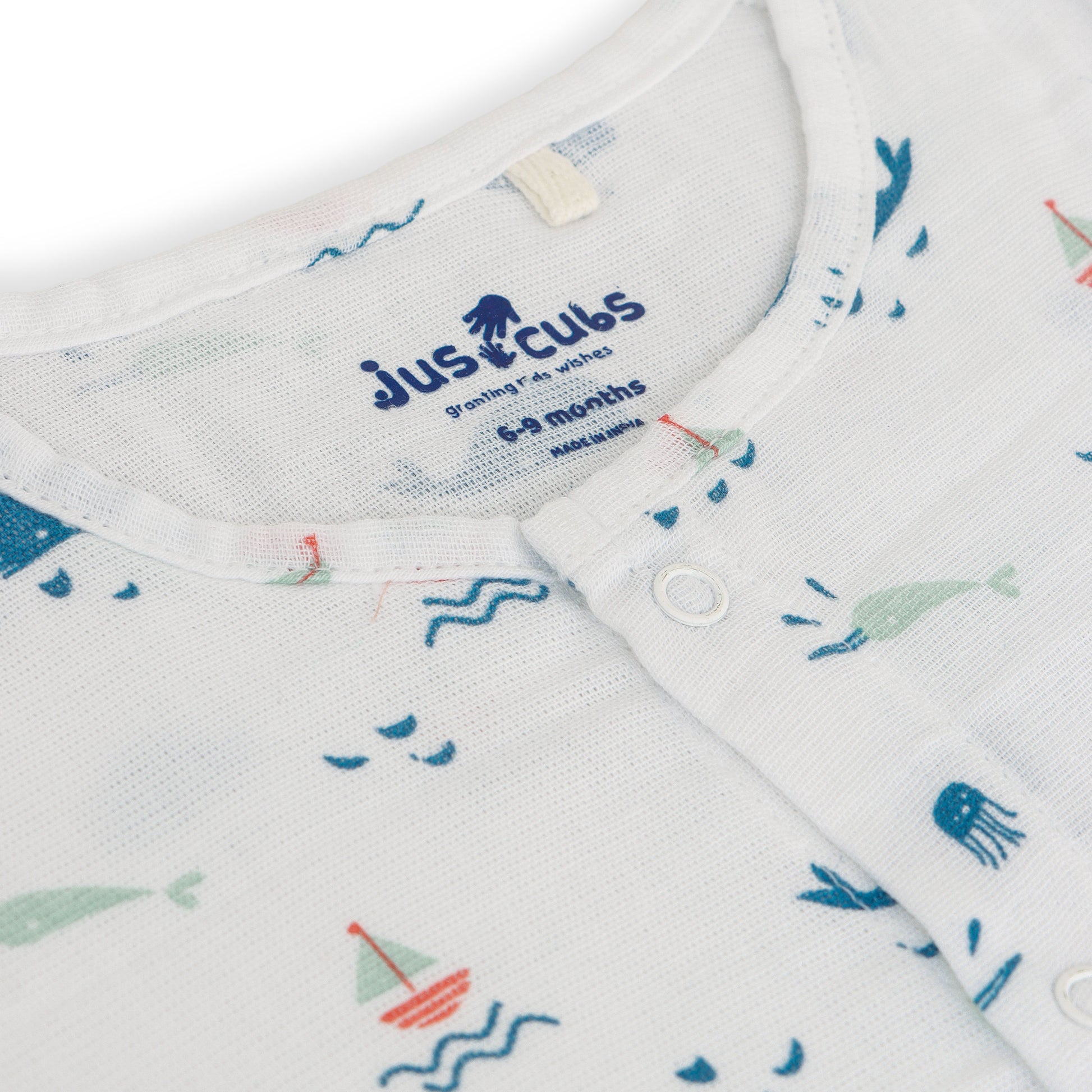 "Baby Boys White Sea Life Print Cotton T-Shirt & Shorts Set"