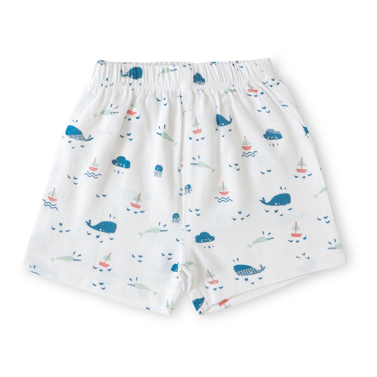 "Baby Boys White Sea Life Print Cotton T-Shirt & Shorts Set"