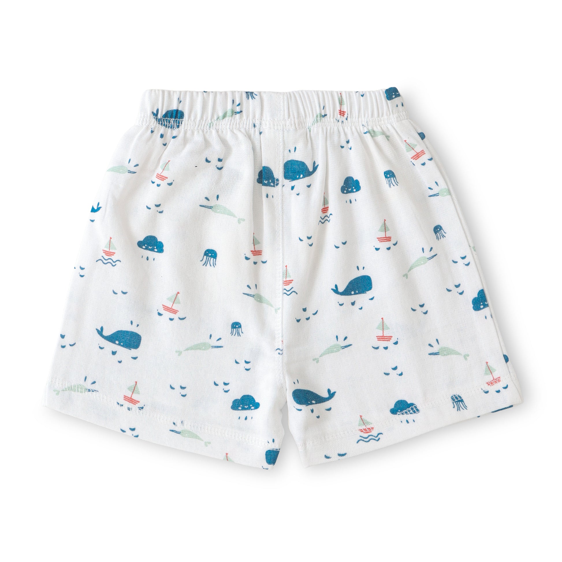 "Baby Boys White Sea Life Print Cotton T-Shirt & Shorts Set"