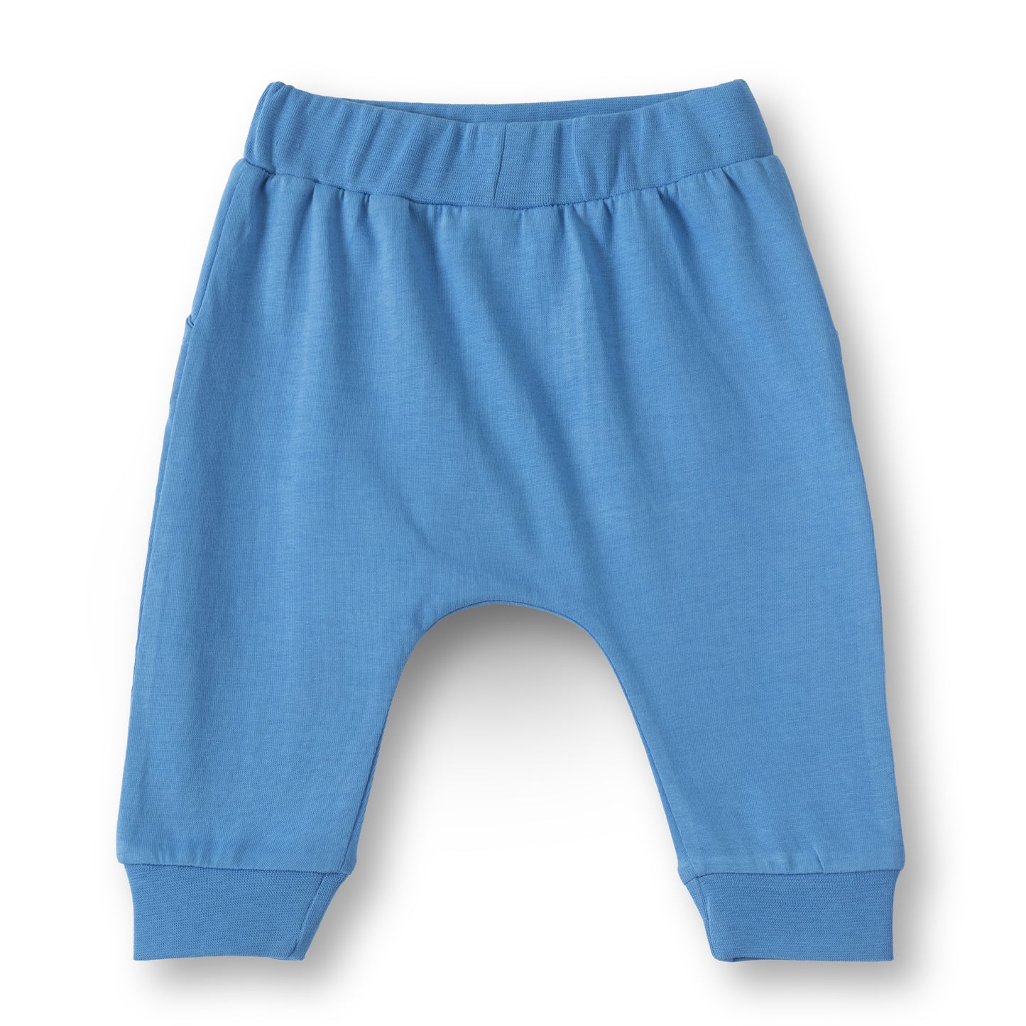 "Baby Boys 2-Pack Cotton Jogger Pants – Blue Solid & White Apple Print"