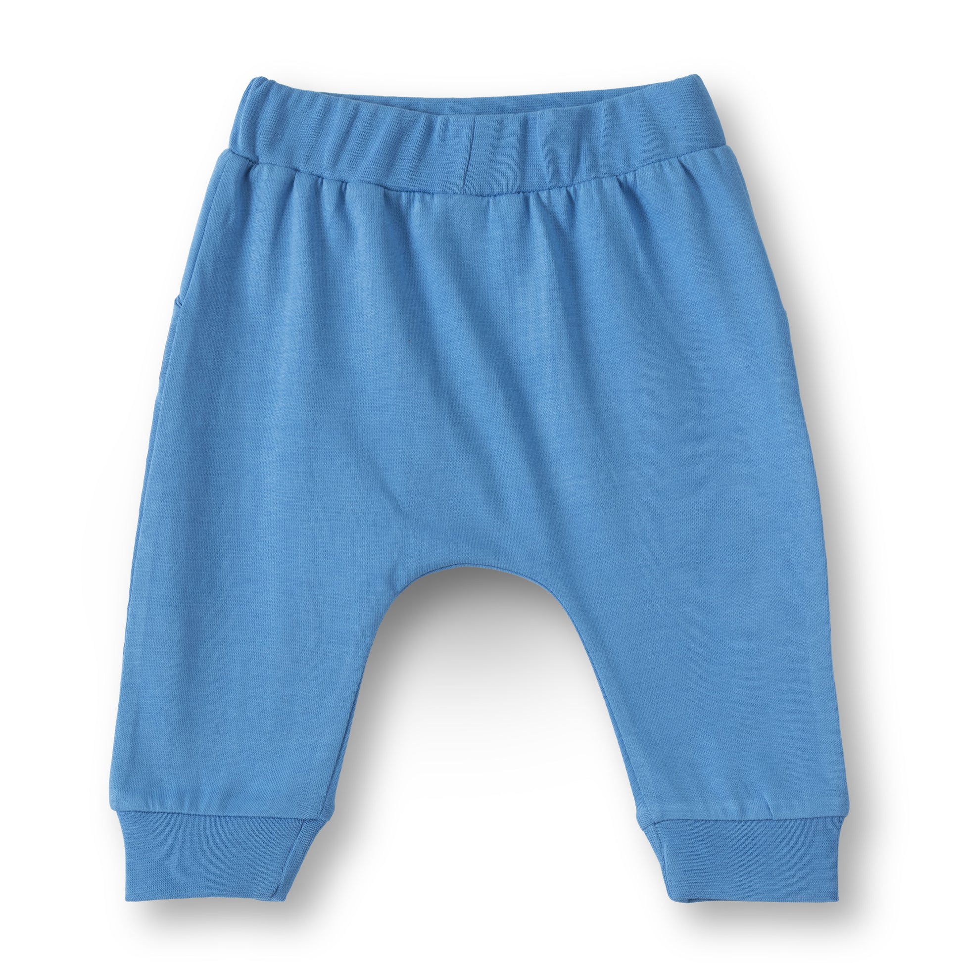 "Baby Boys 2-Pack Cotton Jogger Pants – Blue Solid & White Apple Print"