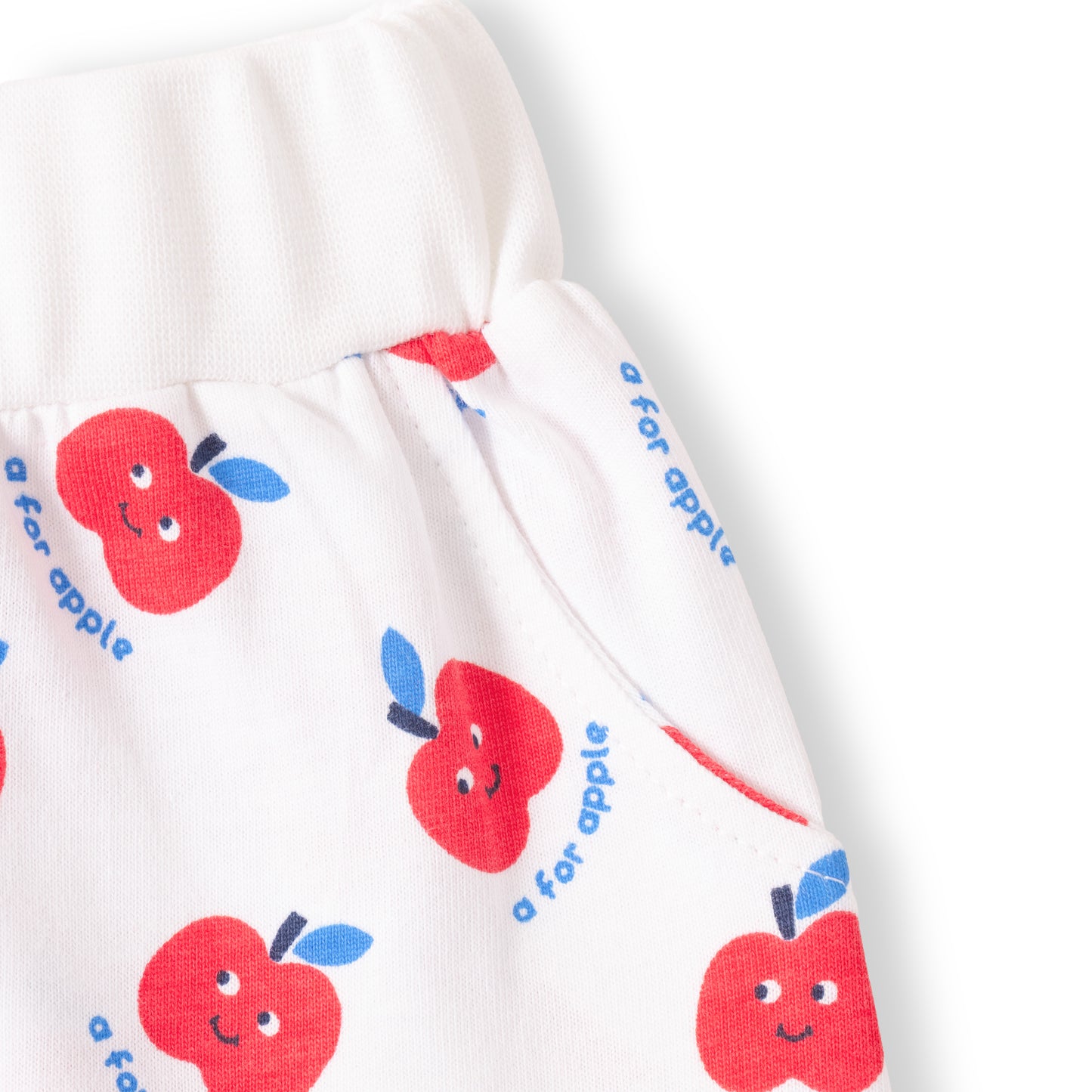 "Baby Boys 2-Pack Cotton Jogger Pants – Blue Solid & White Apple Print"