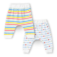 "Baby Boys 2-Pack Cotton Jogger Pants – Multicolor Stripes & Friends Together Print"