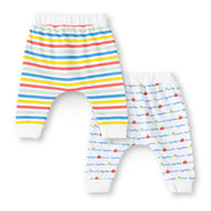 "Baby Boys 2-Pack Cotton Jogger Pants – Multicolor Stripes & Friends Together Print"
