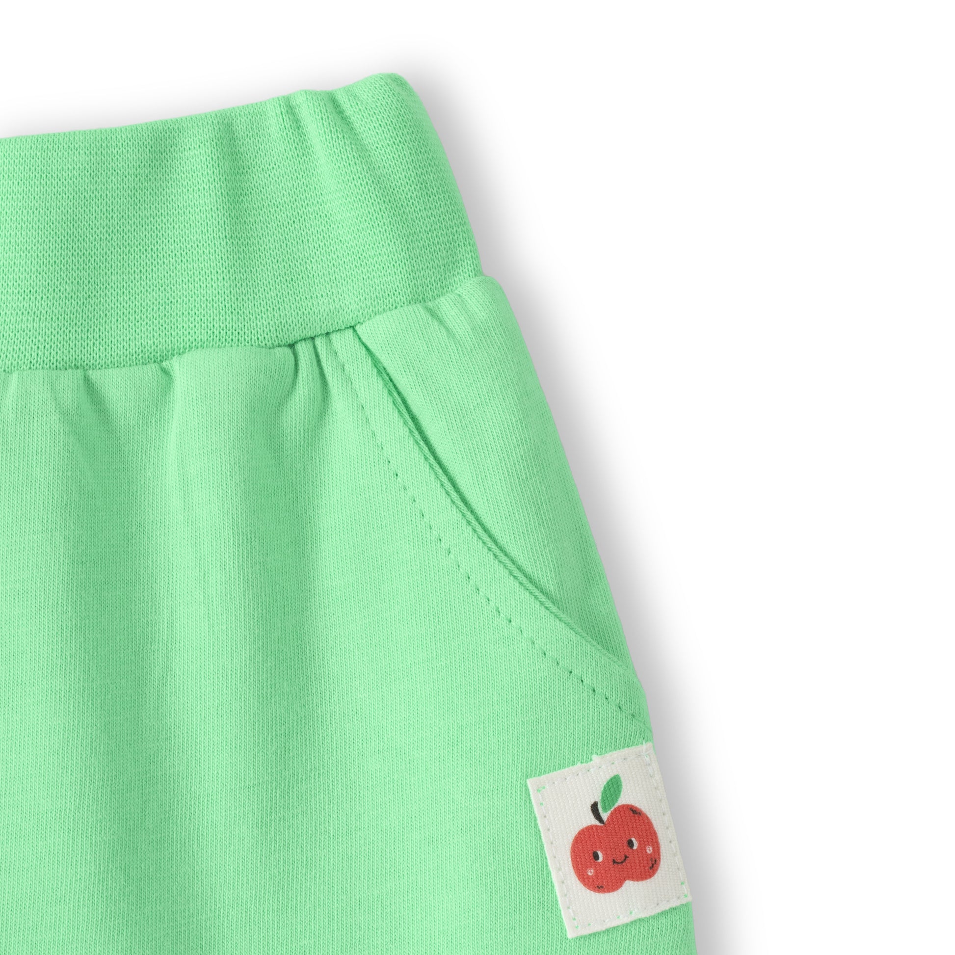 "Baby Boys 2-Pack Cotton Jogger Pants – Green Solid & White Yellow Apple Print"