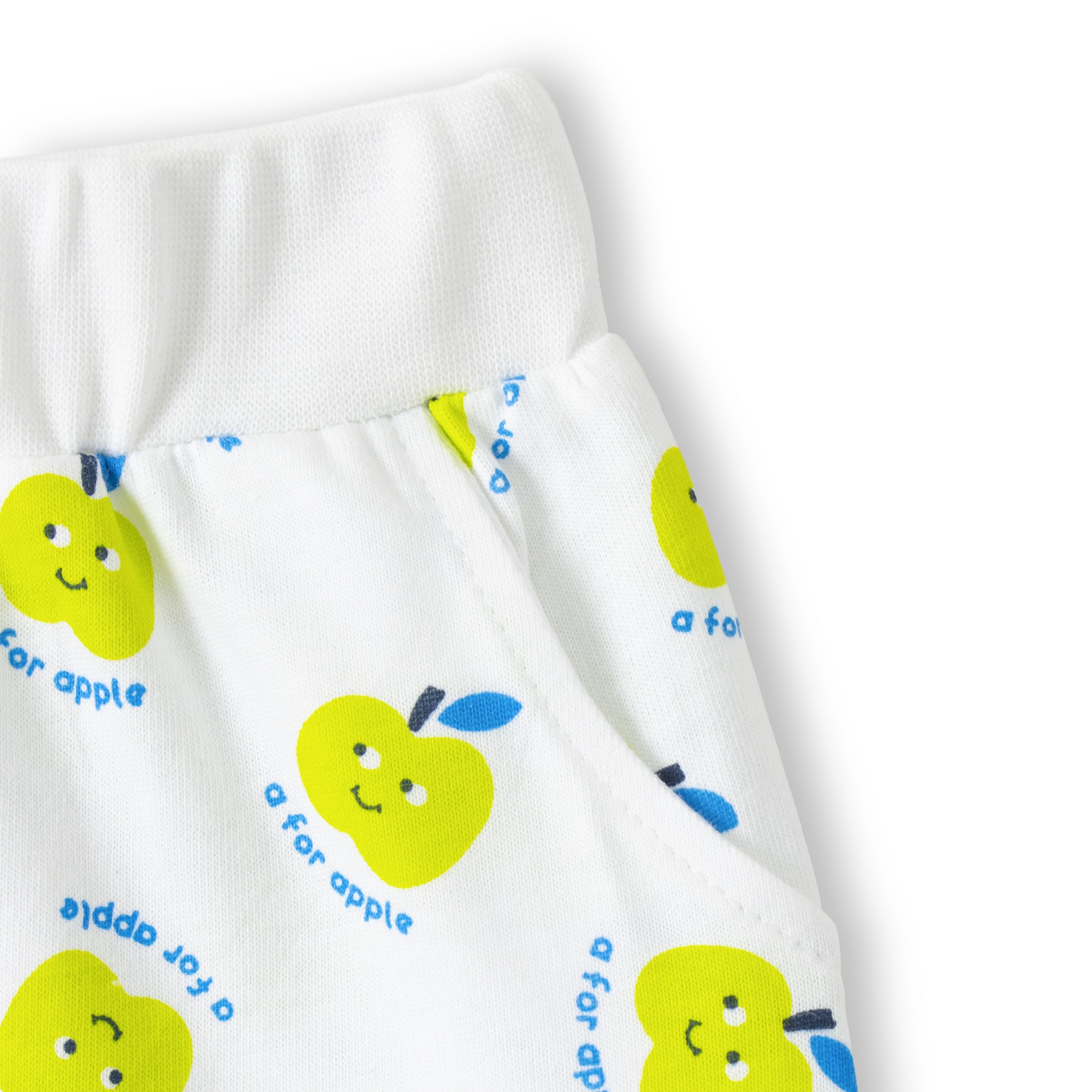 "Baby Boys 2-Pack Cotton Jogger Pants – Green Solid & White Yellow Apple Print"