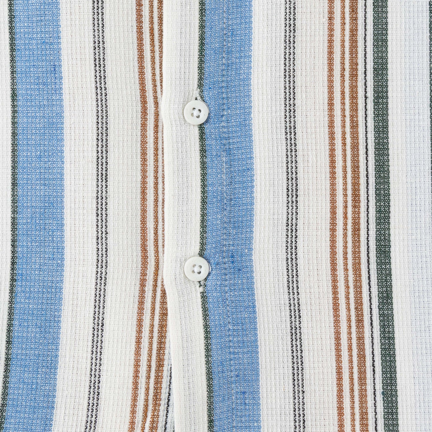 "Boys Cotton Shirt – Blue & Brown Multicolor Stripes with Pocket"