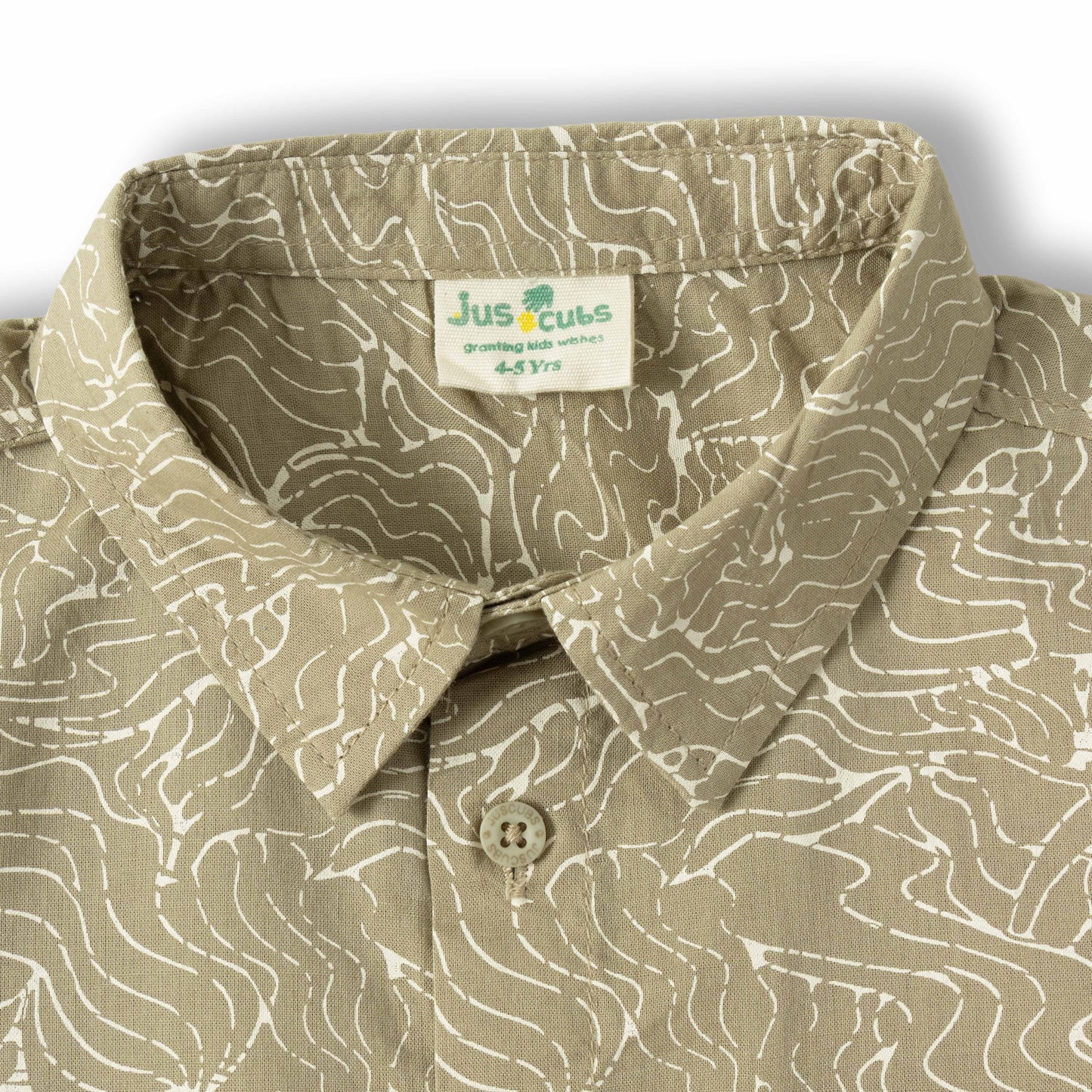 "Boys Cotton Casual Beige Abstract Print Short Sleeve Shirt"