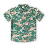 "Boys Casual Green Palm Tree Print Short Sleeve Shirt"