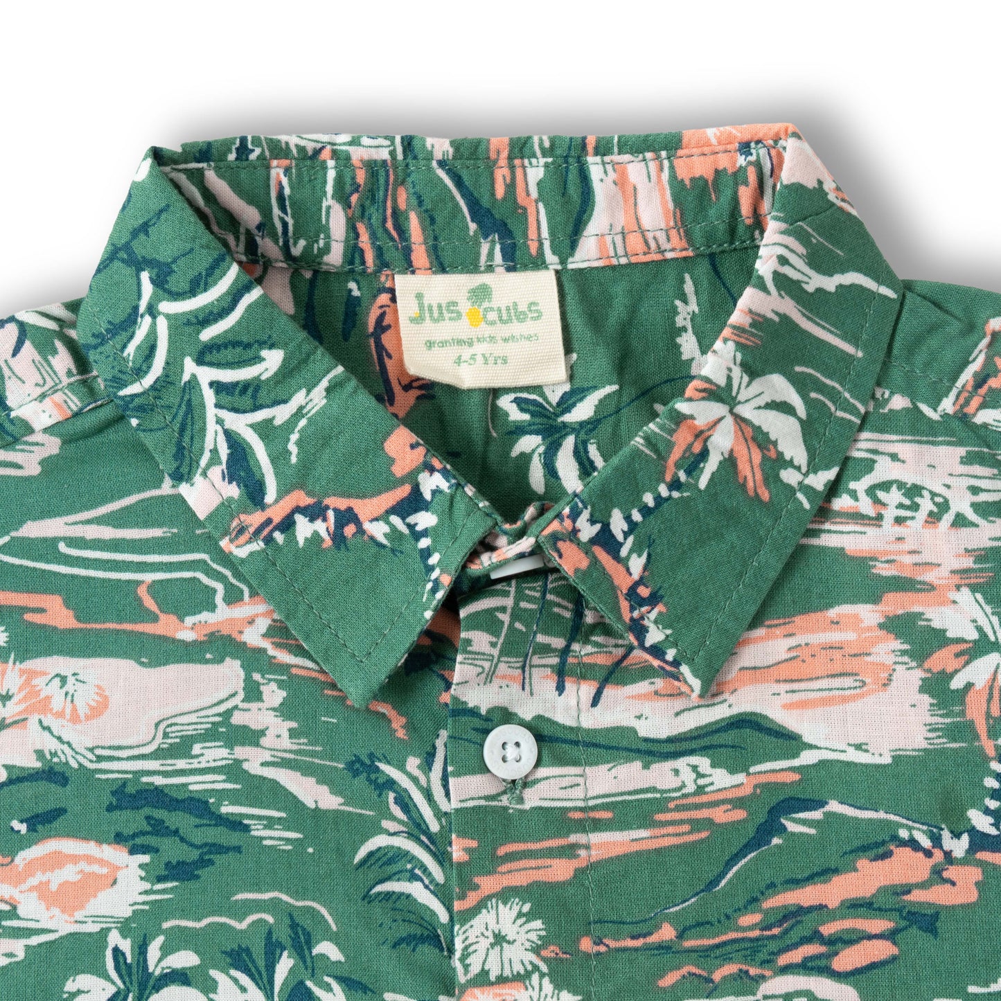 "Boys Casual Green Palm Tree Print Short Sleeve Shirt"