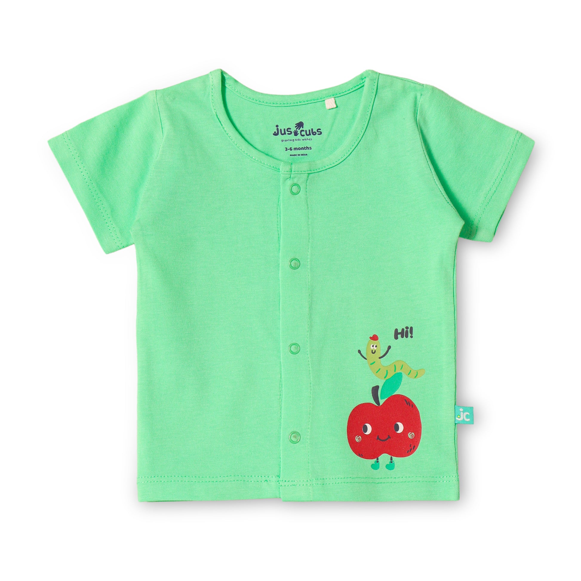 "Baby Boys Cotton Half Sleeve Front Open Jhabla Set – Apple Print (Pack of 2)"
