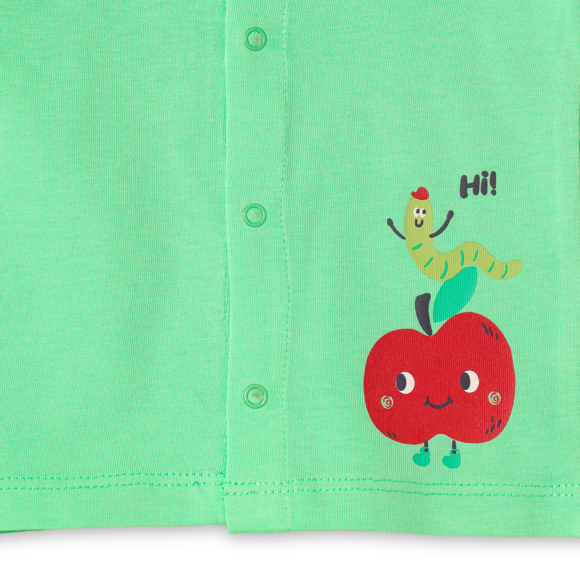 "Baby Boys Cotton Half Sleeve Front Open Jhabla Set – Apple Print (Pack of 2)"