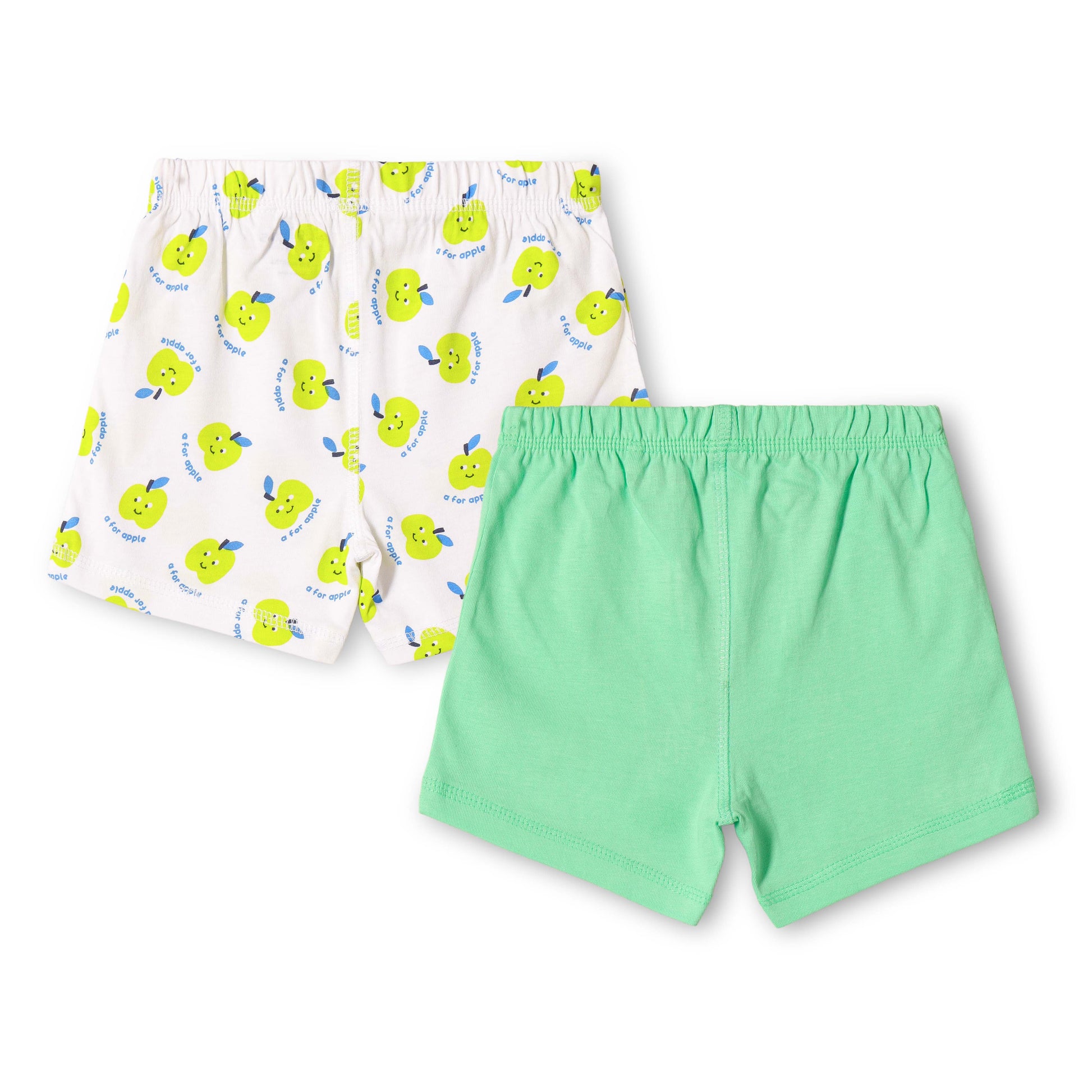 Baby Boys 2-Pack Soft Cotton Shorts – Green & “A for Apple” Print