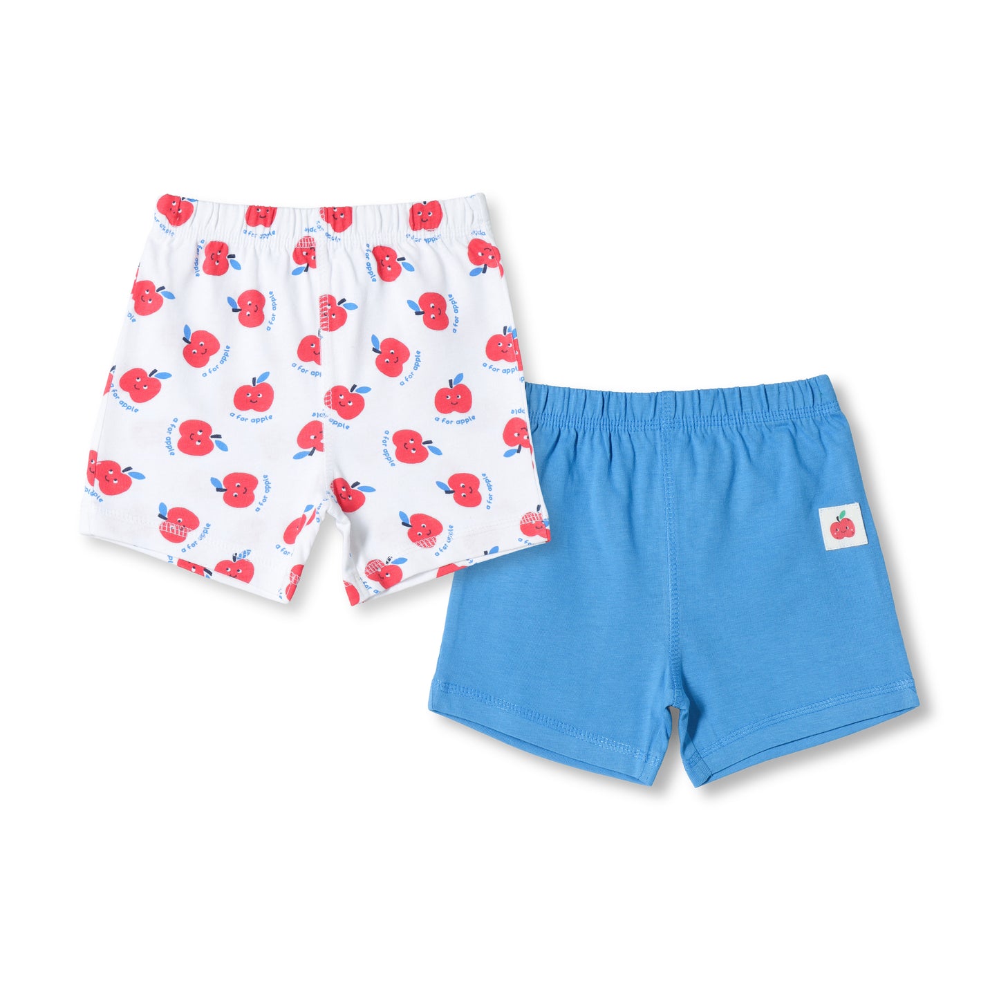 Baby Boys 2-Pack Soft Cotton Shorts – Blue & “A for Apple” Print