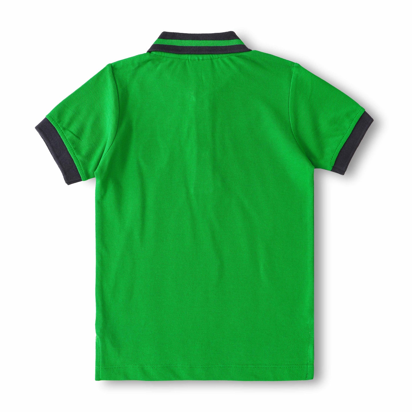 "Boys Casual Polo T-Shirt Green with Contrast Collar – Adventure Awaits Badge"
