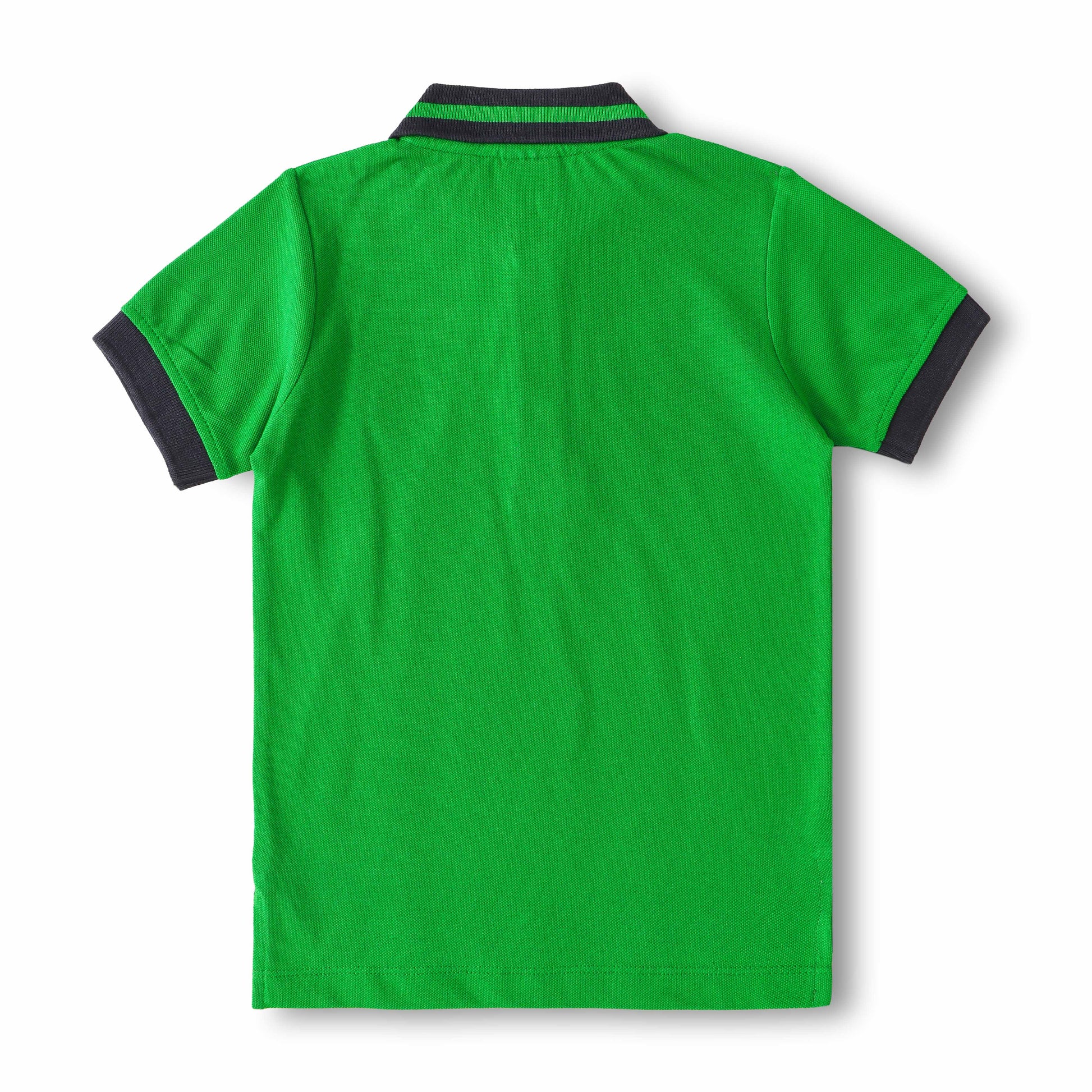 "Boys Casual Polo T-Shirt Green with Contrast Collar – Adventure Awaits Badge"