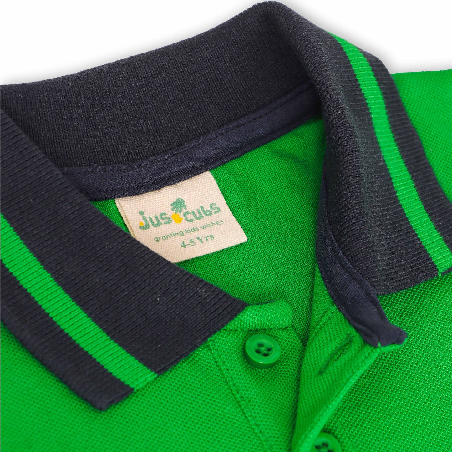"Boys Casual Polo T-Shirt Green with Contrast Collar – Adventure Awaits Badge"