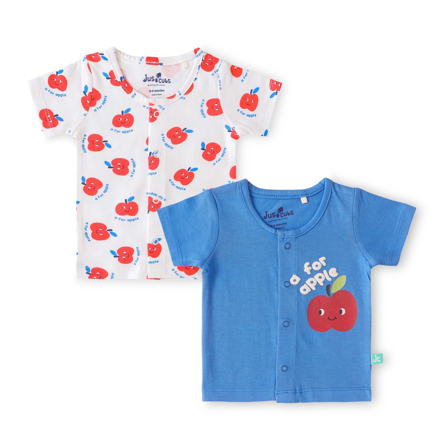 "Baby Boys A for Apple Printed Front Open Jhabla Set – Pack of 2"