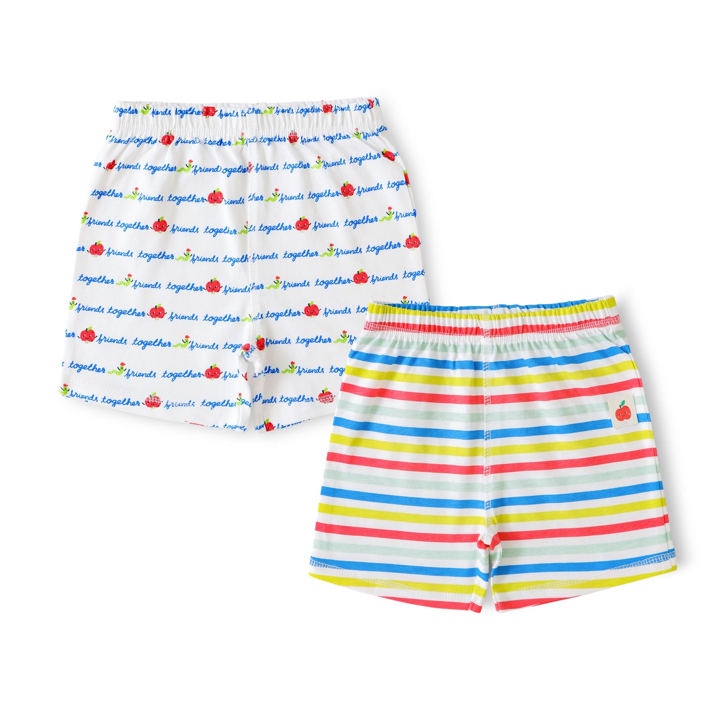 Baby Boys 2-Pack Soft Cotton Shorts – Striped & Friends Together Print