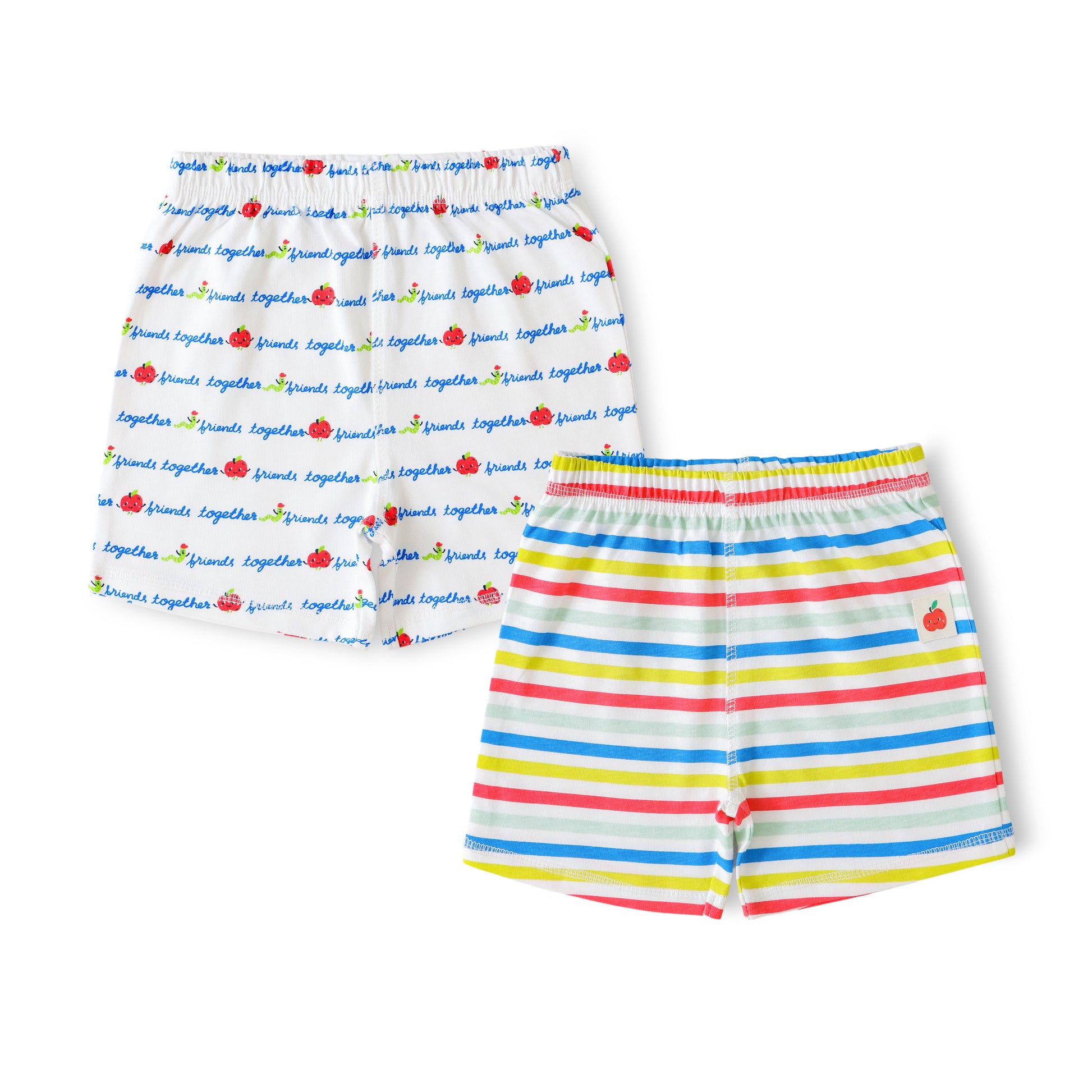 Baby Boys 2-Pack Soft Cotton Shorts – Striped & Friends Together Print