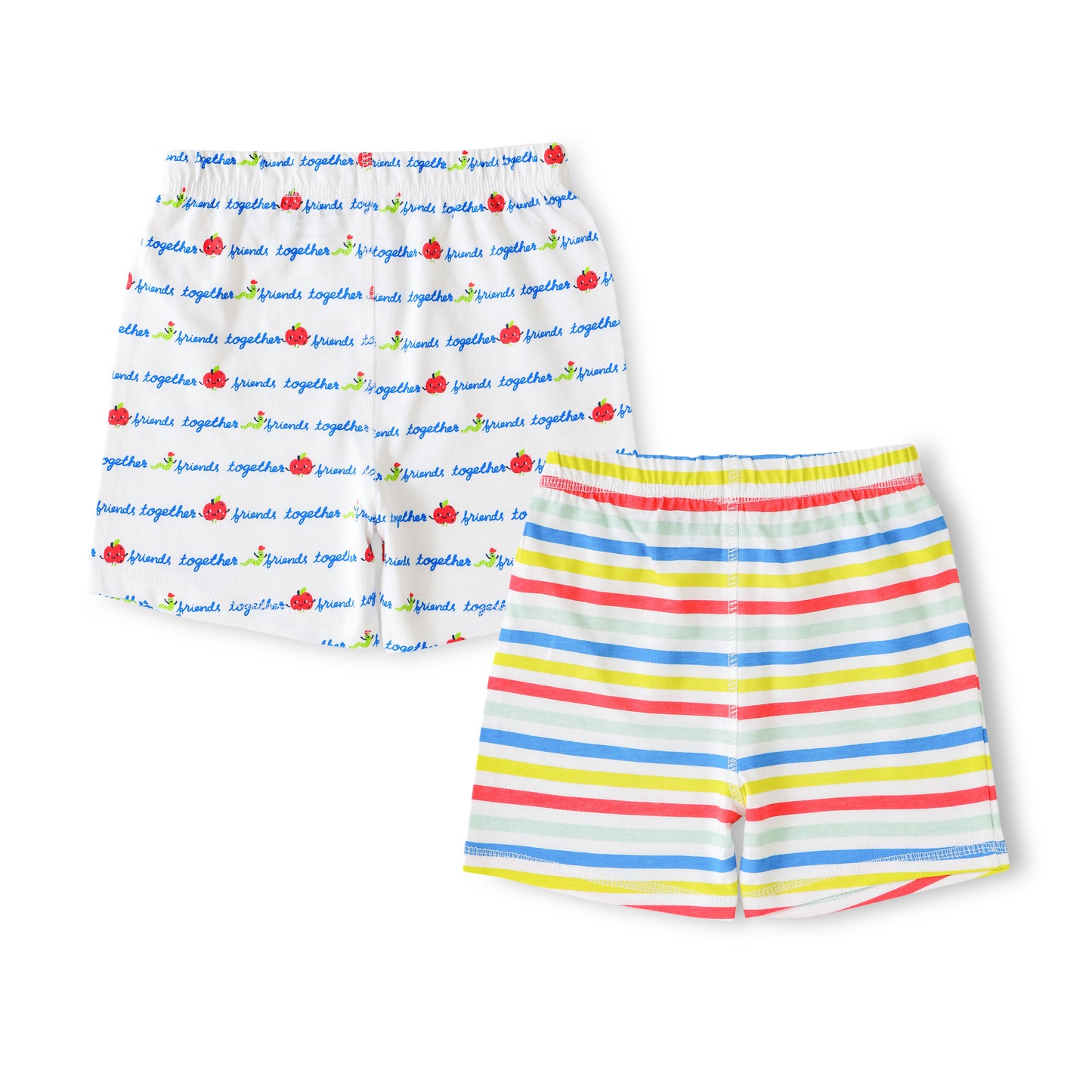 Baby Boys 2-Pack Soft Cotton Shorts – Striped & Friends Together Print