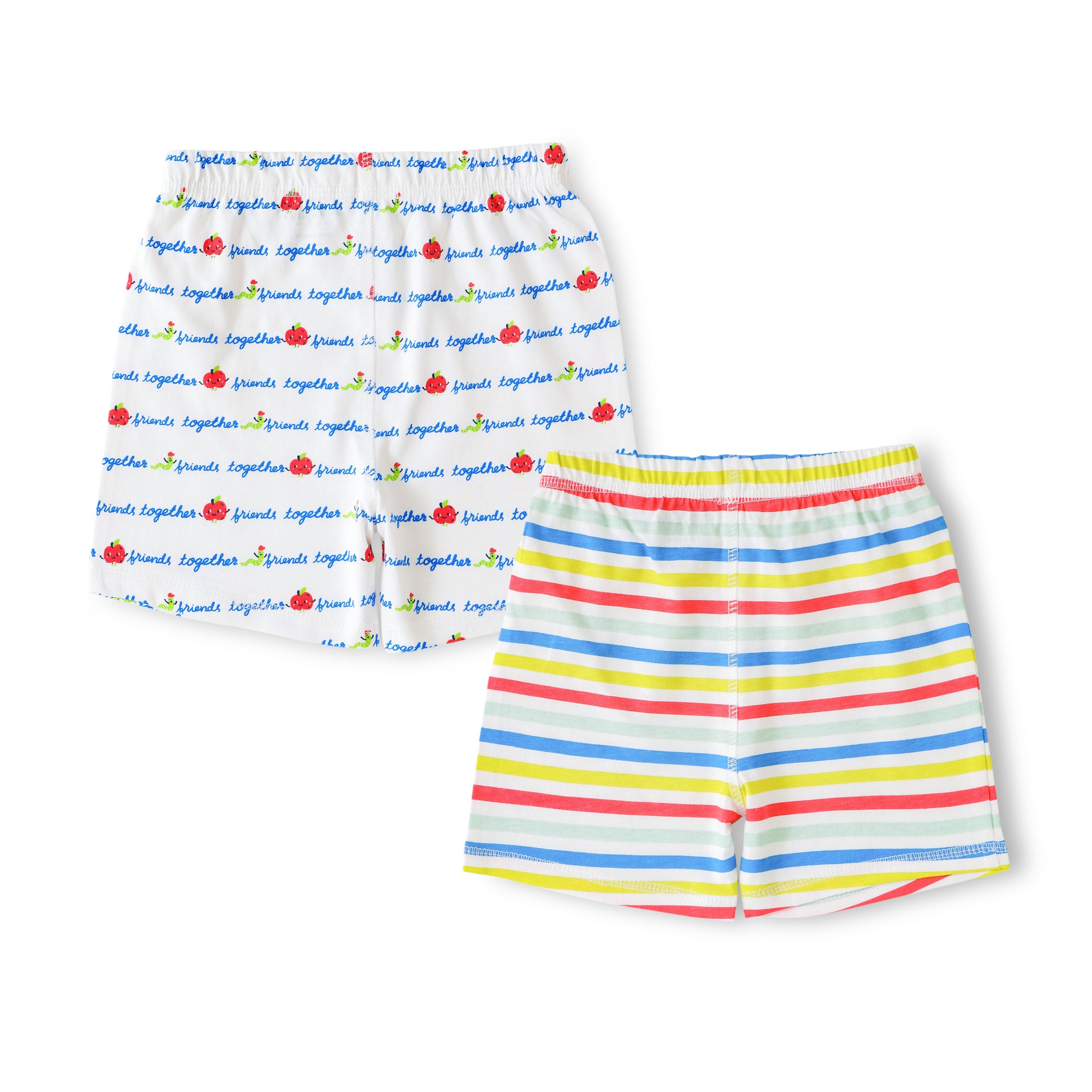 Baby Boys 2-Pack Soft Cotton Shorts – Striped & Friends Together Print