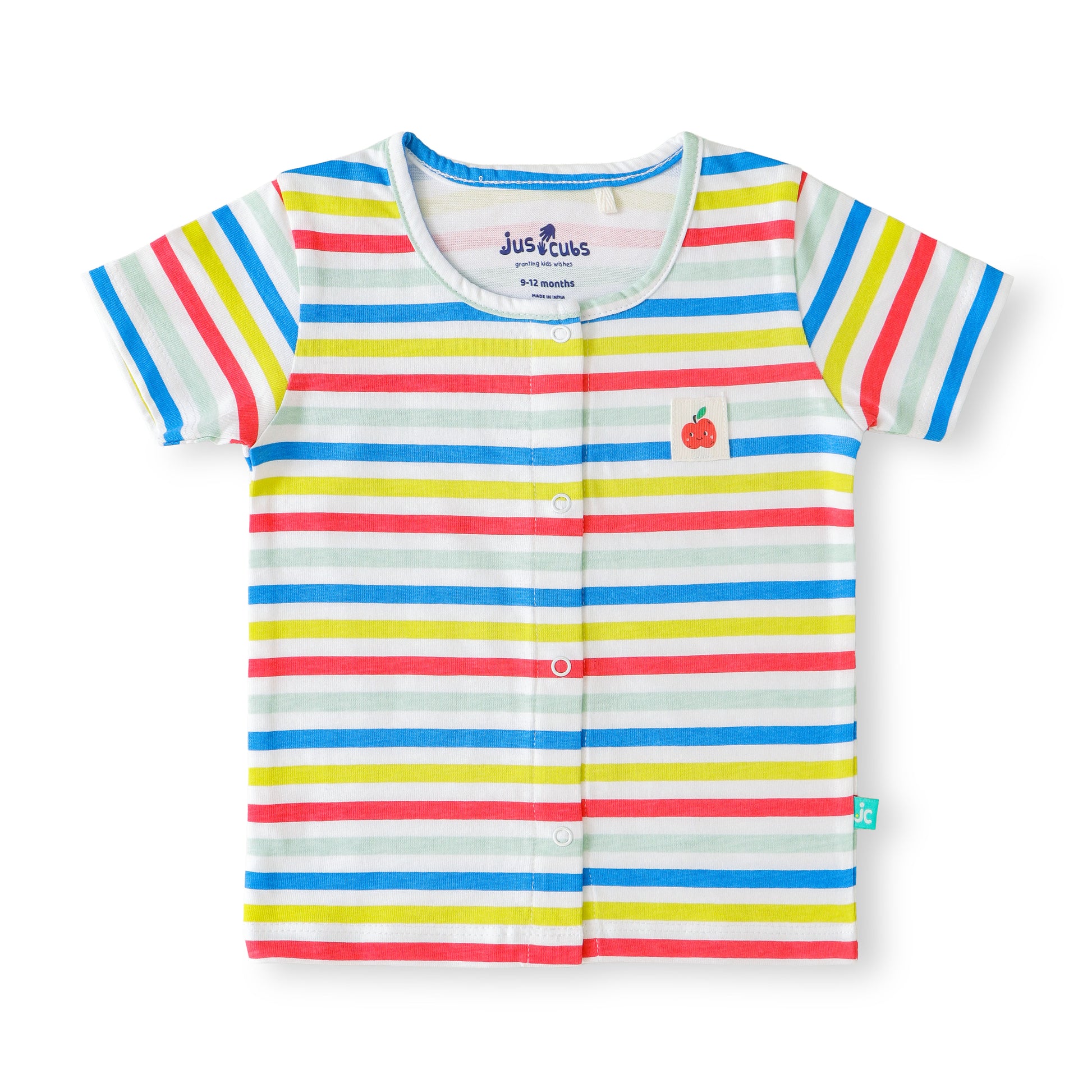 "Baby Boys Cotton Front Open Jhabla – Friends Together & Multicolor Stripe Print (Pack of 2)"