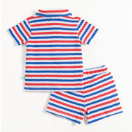 "Baby Boys Half-Sleeve Striped Polo T-Shirt & Elastic Waist Shorts"
