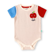 "Baby Boys Ribbed Cotton Half Sleeve Bodysuit – A for Apple Embroidery Design"