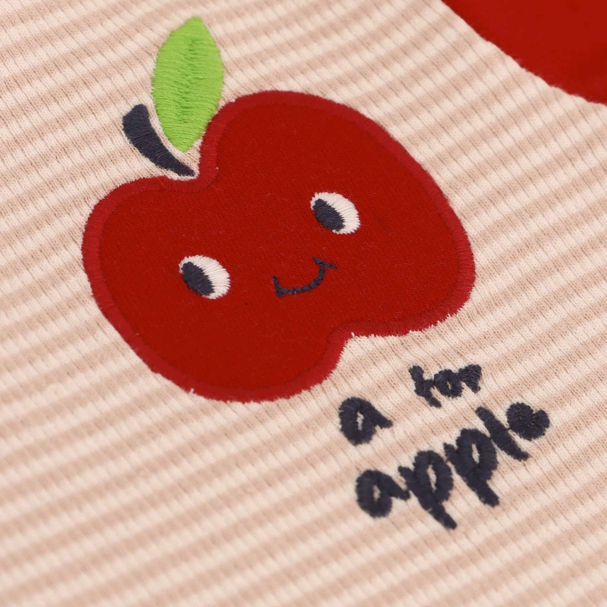 "Baby Boys Ribbed Cotton Half Sleeve Bodysuit – A for Apple Embroidery Design"