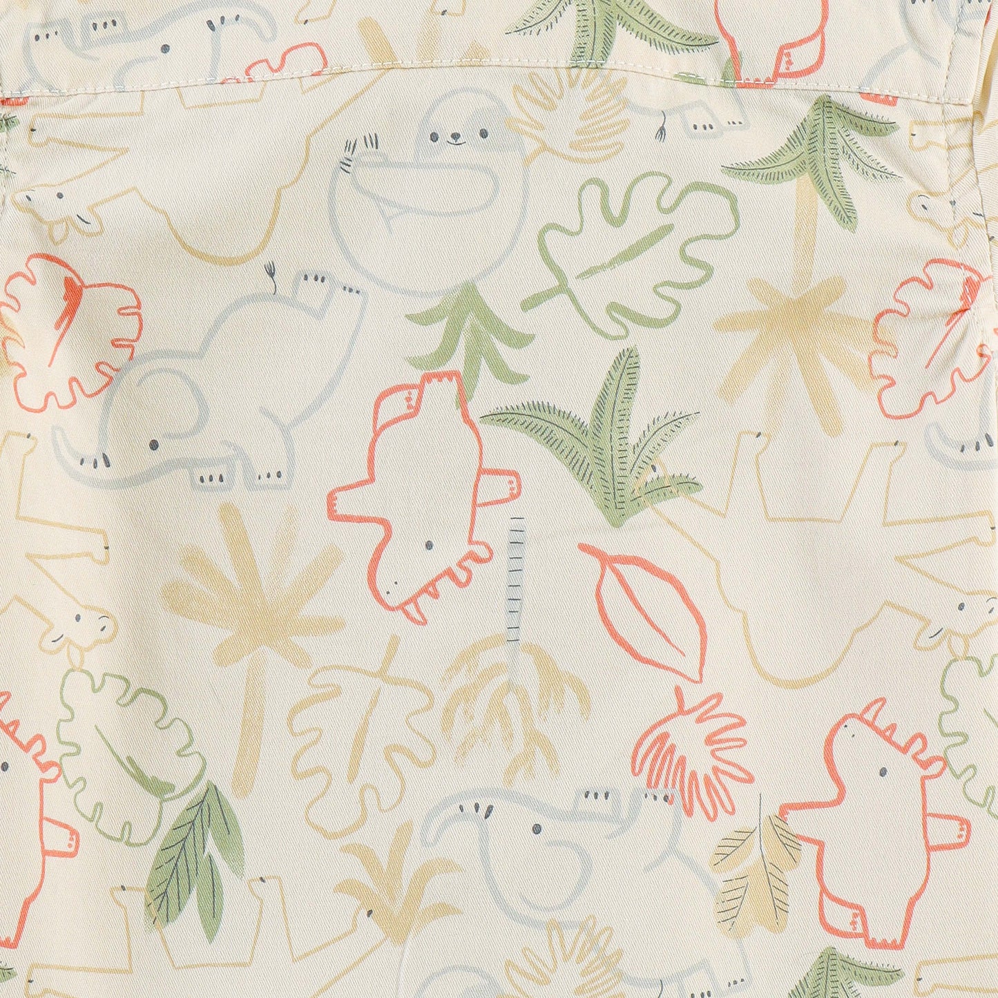 “Baby Boys Cream Dinosaur Print Cotton Shirt & Shorts Co-Ord Set – Soft, Breathable Summer Wear Outfit"