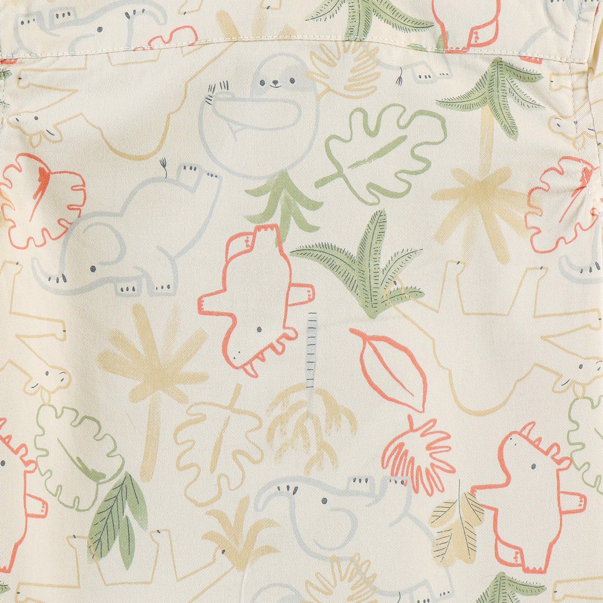 “Baby Boys Cream Dinosaur Print Cotton Shirt & Shorts Co-Ord Set – Soft, Breathable Summer Wear Outfit"