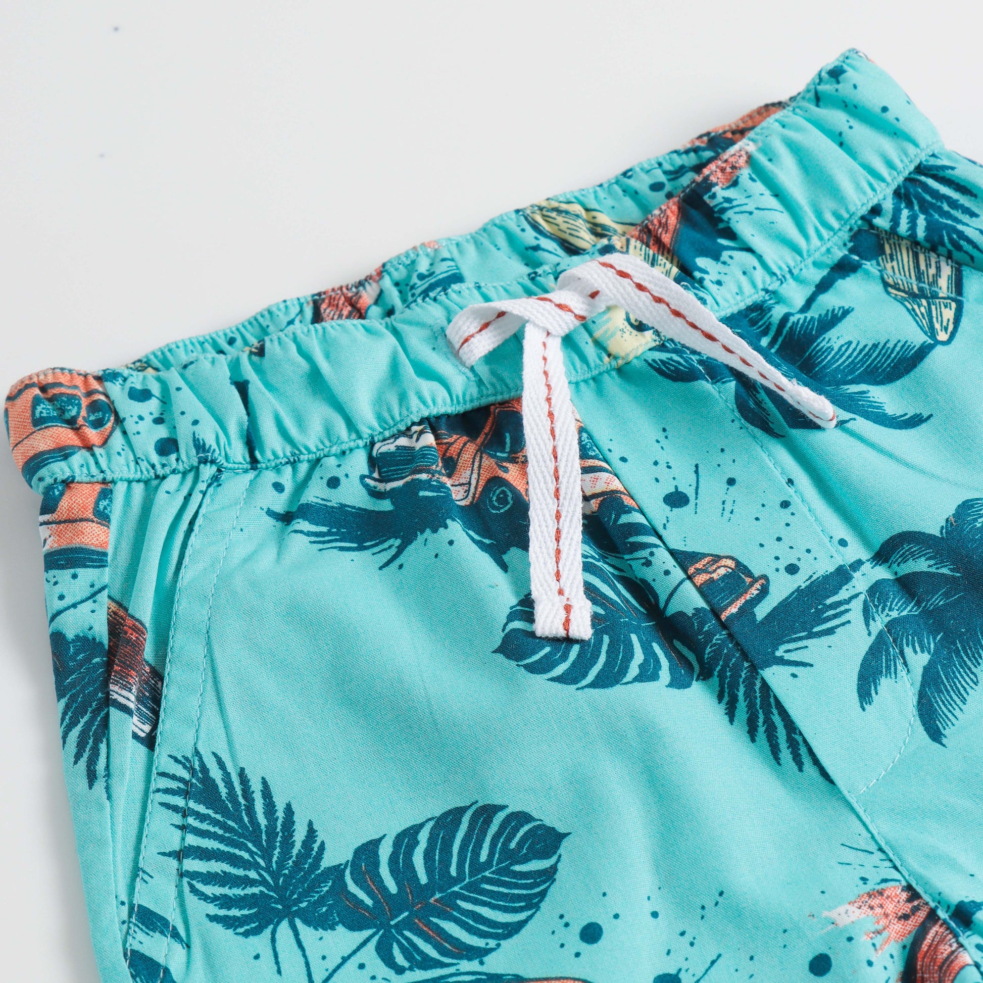 "Baby Boys Aqua Beach Surf Van Print Cotton Shirt & Shorts Co-Ord Set – Soft & Stylish Summer Outfit"