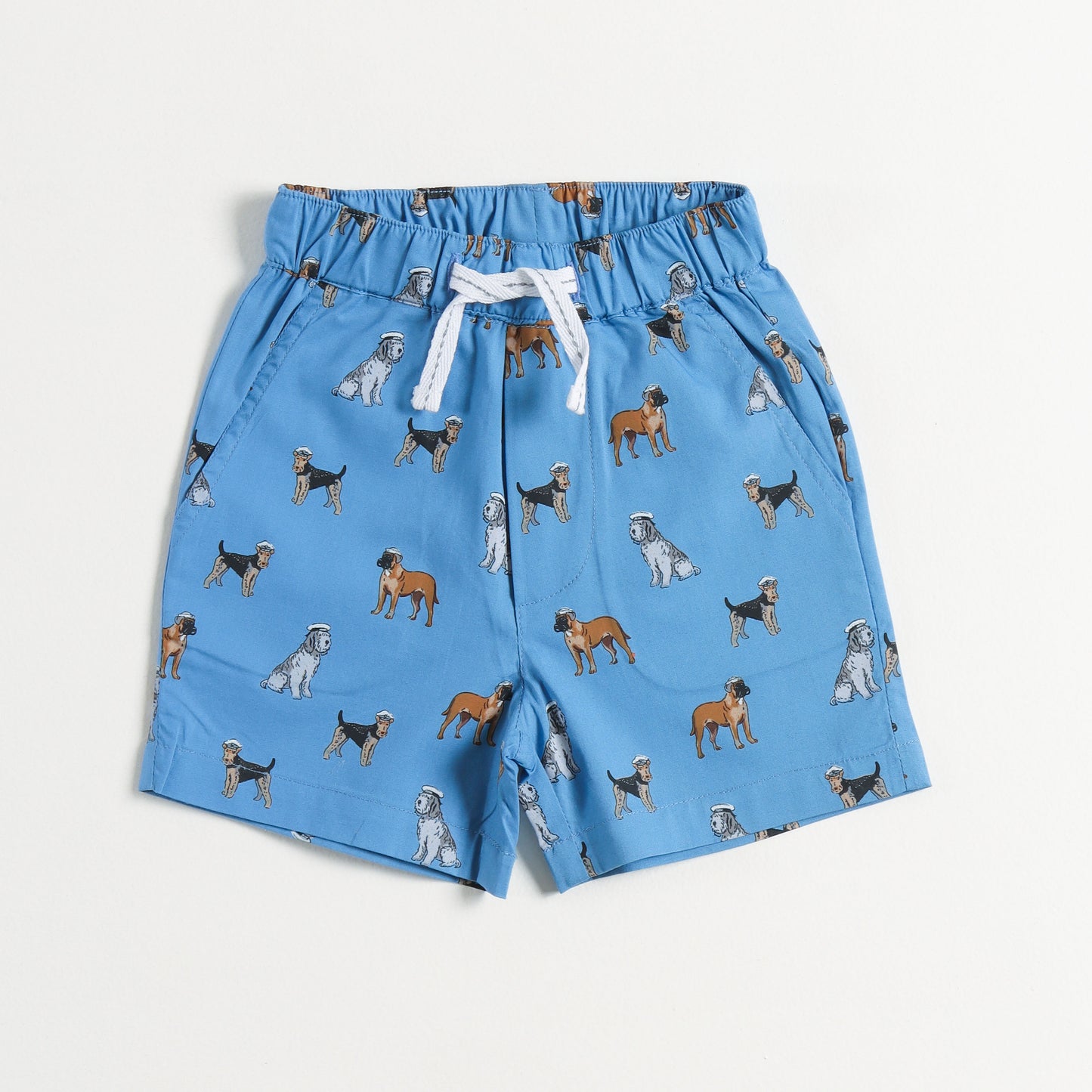 “Baby Boys Blue Dog Print Cotton Shirt & Shorts Co-Ord Set – Soft, Breathable & Stylish Summer Outfit"