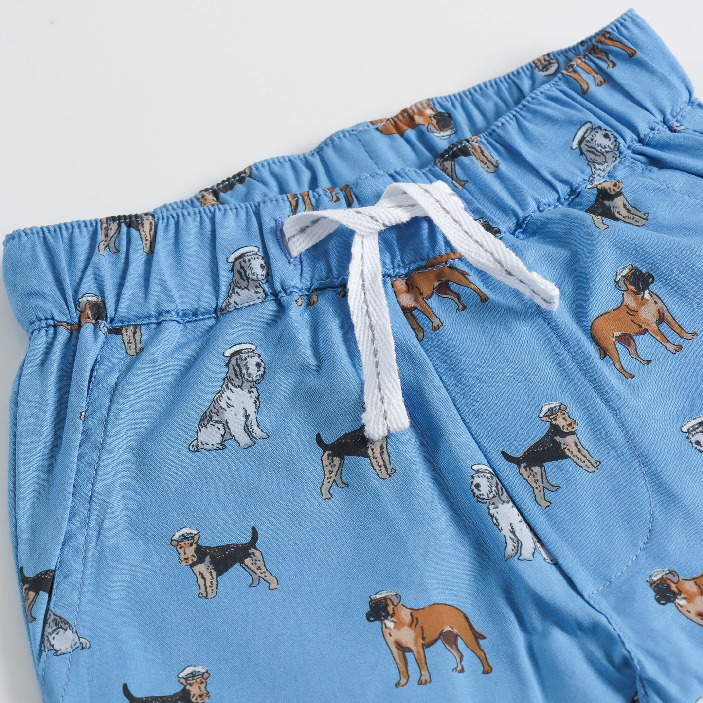 “Baby Boys Blue Dog Print Cotton Shirt & Shorts Co-Ord Set – Soft, Breathable & Stylish Summer Outfit"