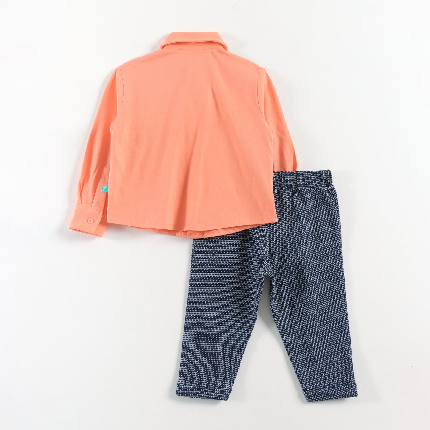 "Baby Boys Orange Shirt & Blue Waistcoat Party Wear 3-Piece Set with Bow Tie"