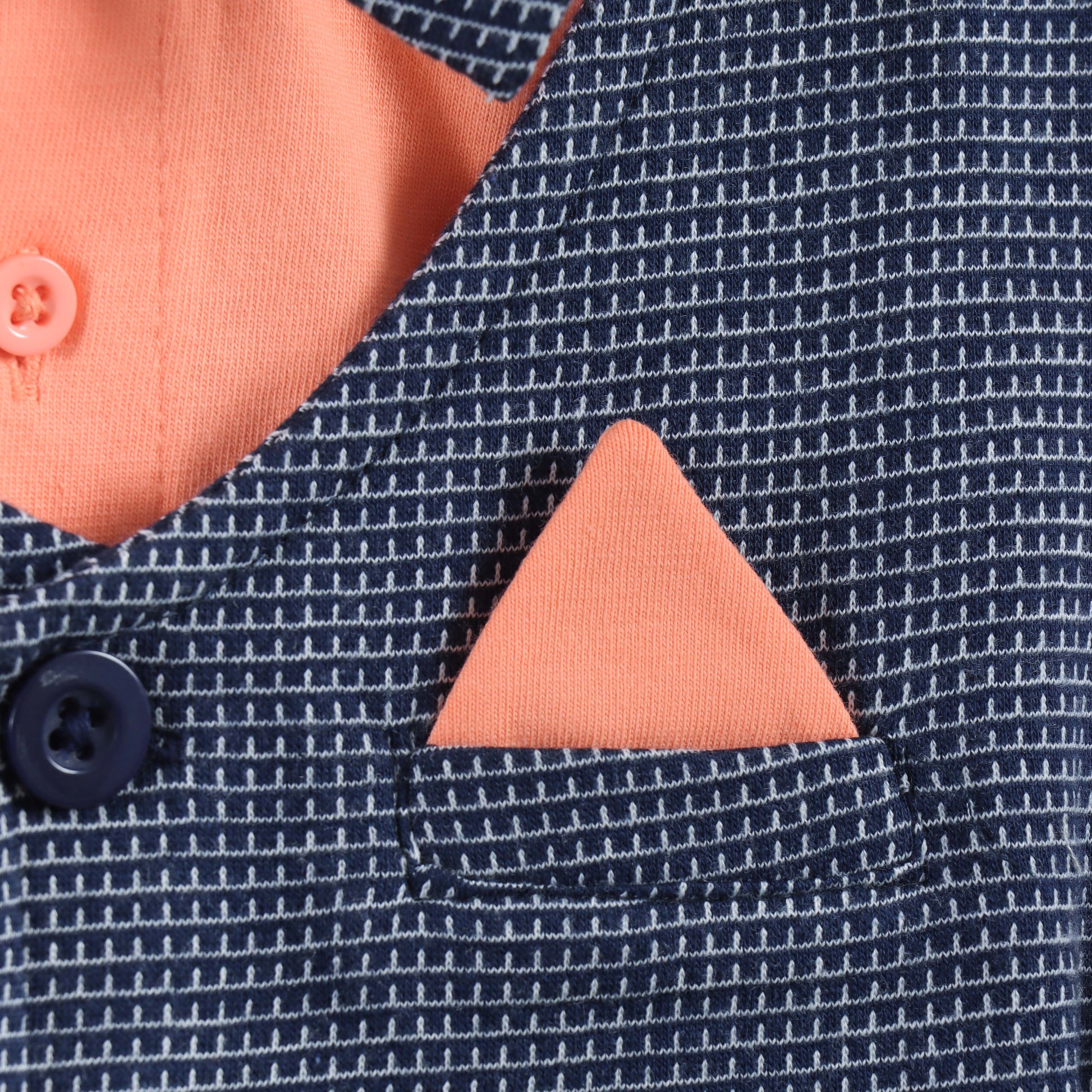 "Baby Boys Orange Shirt & Blue Waistcoat Party Wear 3-Piece Set with Bow Tie"