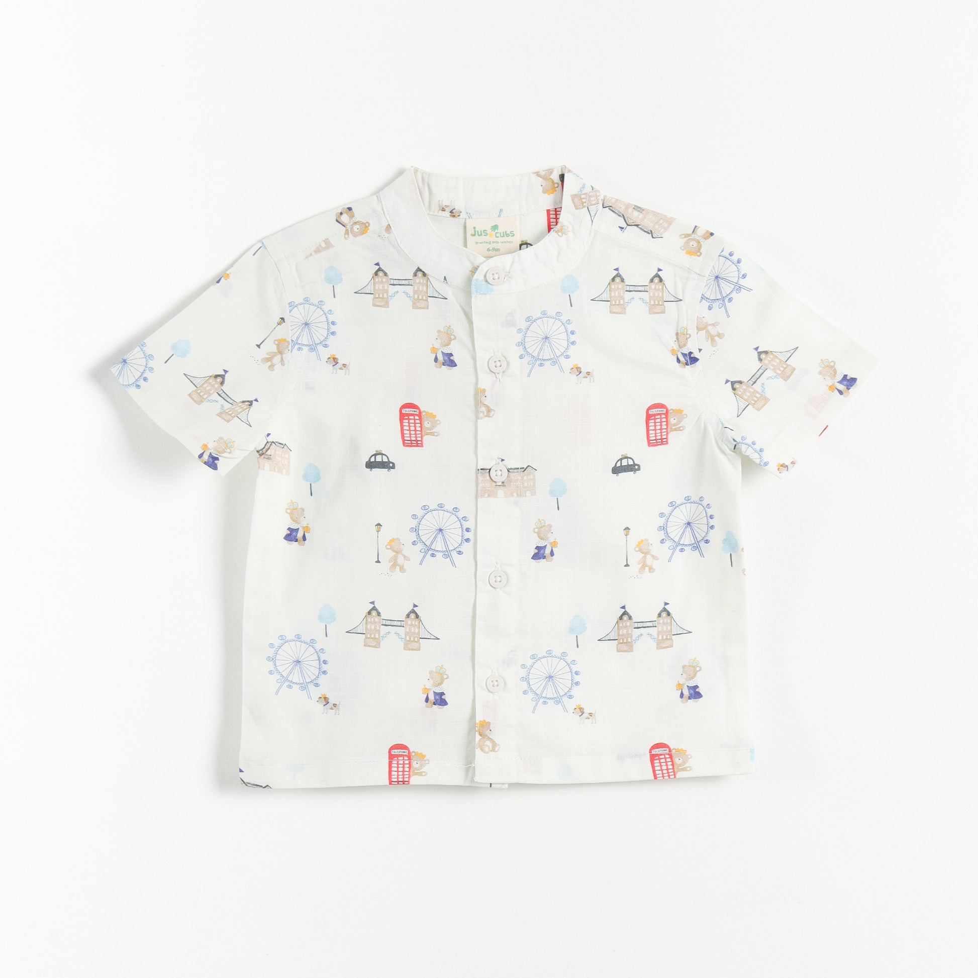 “Baby Boys Printed Shirt & Blue Suspender Shorts Set – Stylish Casual Wear"