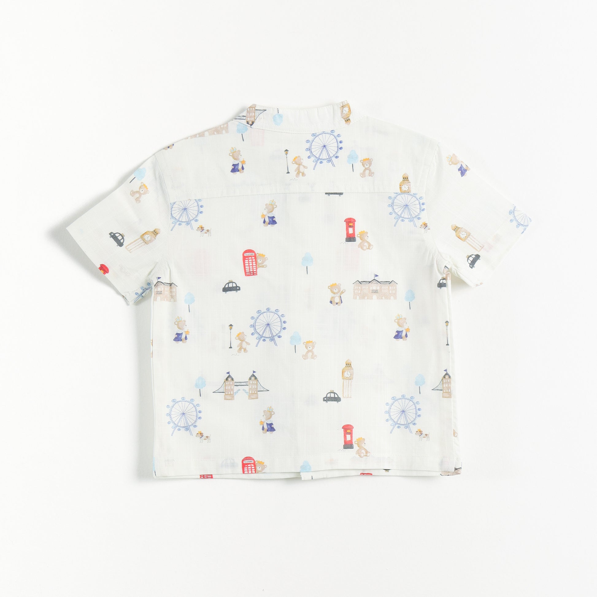 “Baby Boys Printed Shirt & Blue Suspender Shorts Set – Stylish Casual Wear"