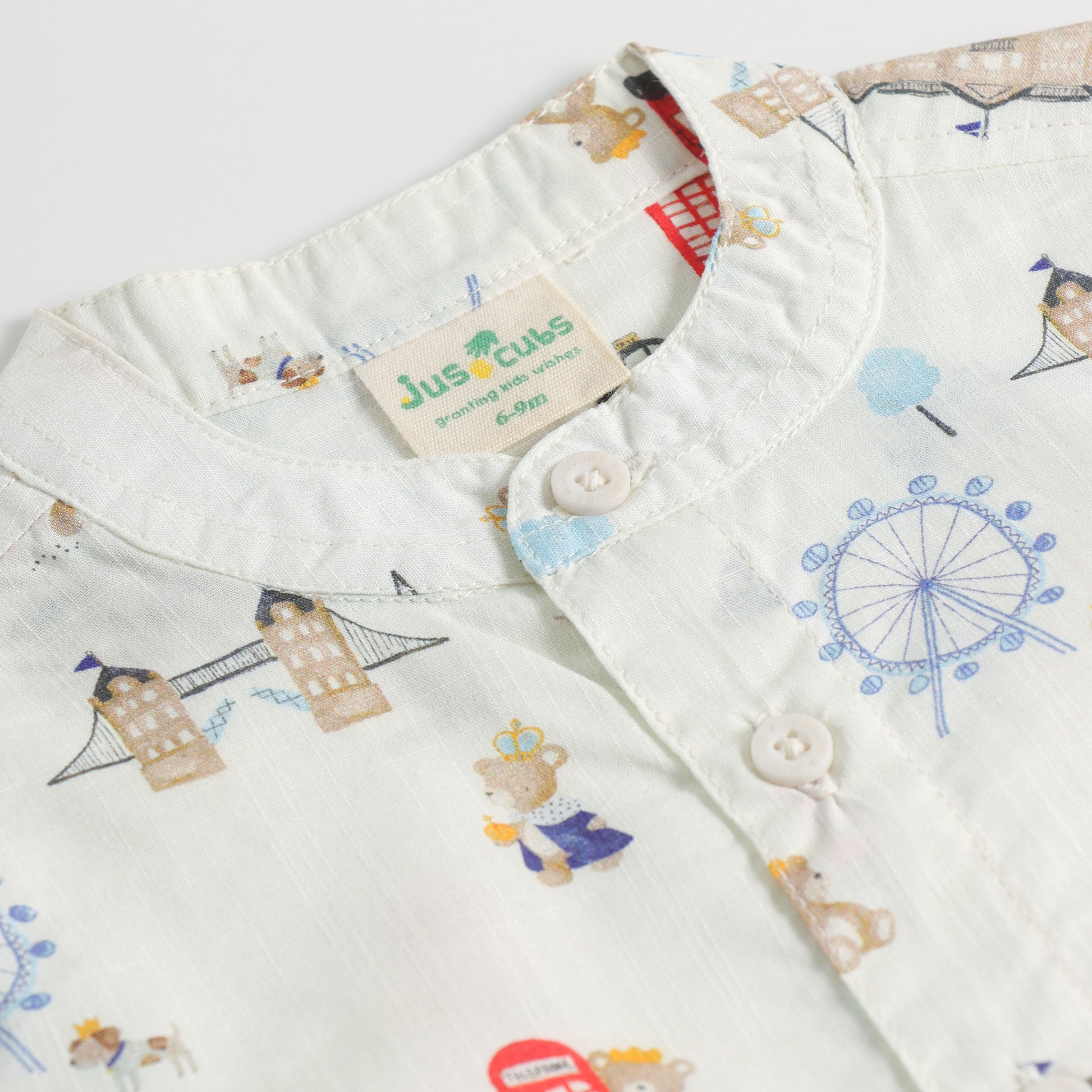 “Baby Boys Printed Shirt & Blue Suspender Shorts Set – Stylish Casual Wear"