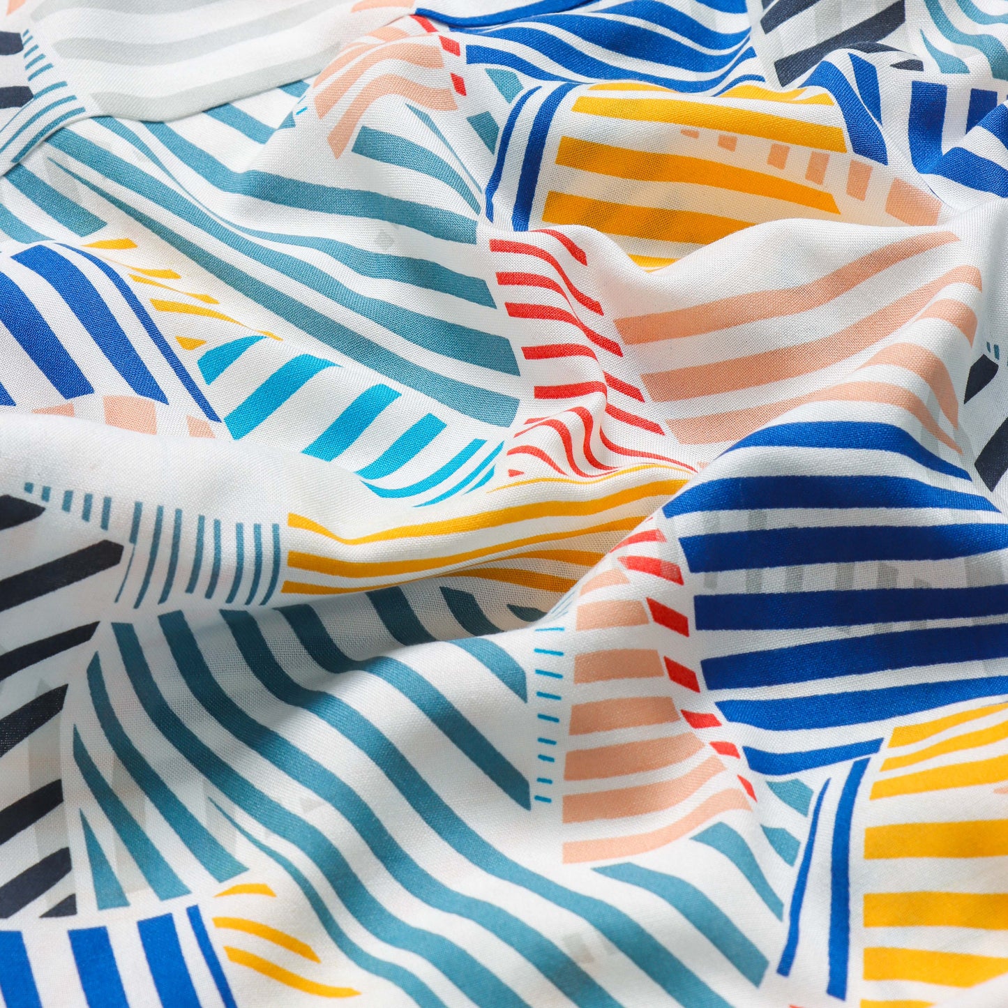 "Boys’ Multicolor Vibrant Geometric Striped Print Shirt – Short Sleeves"