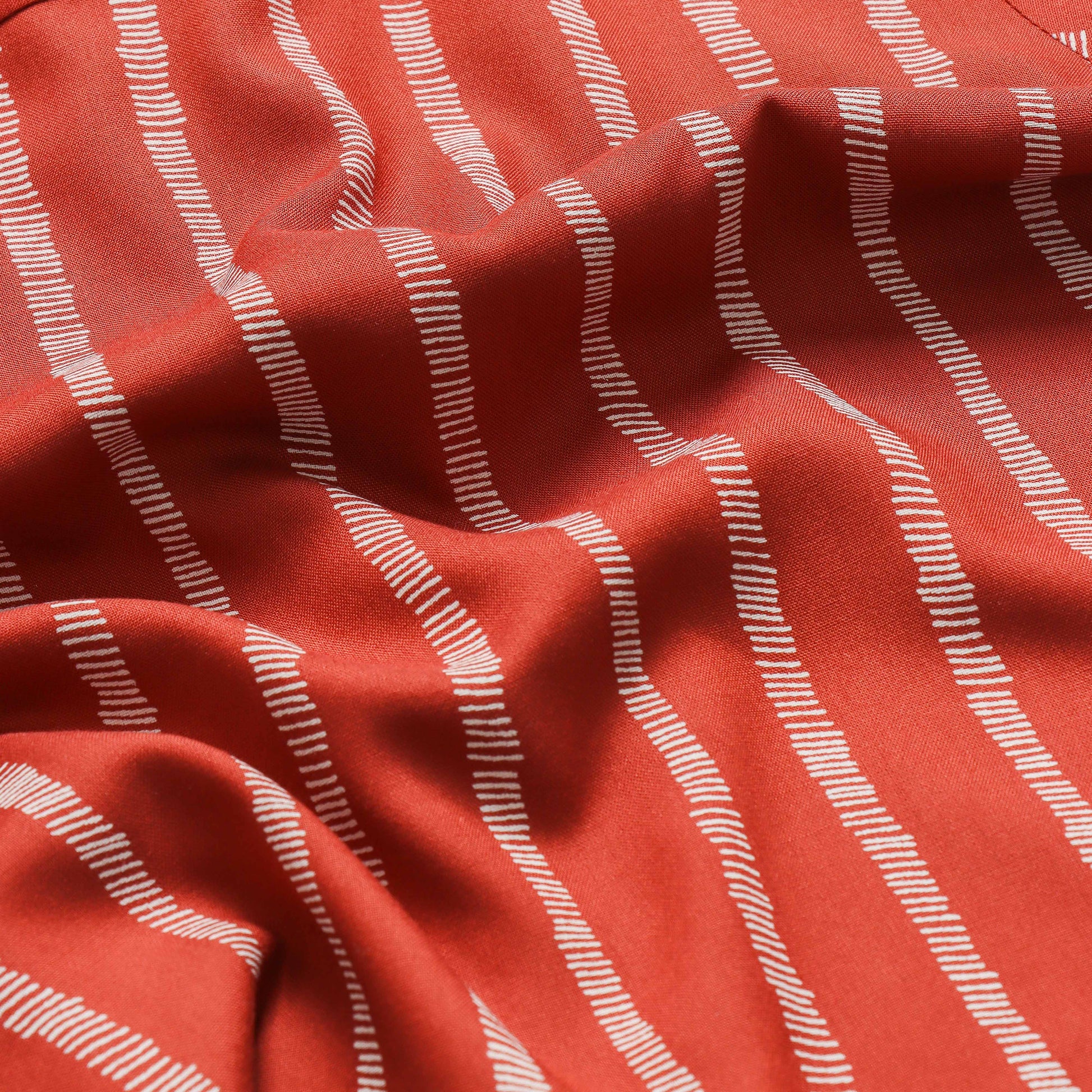 "Boys’ Rust Orange Vertical Stripe Short Sleeve Shirt – Stylish Casual Button-Down with White Line Pattern"